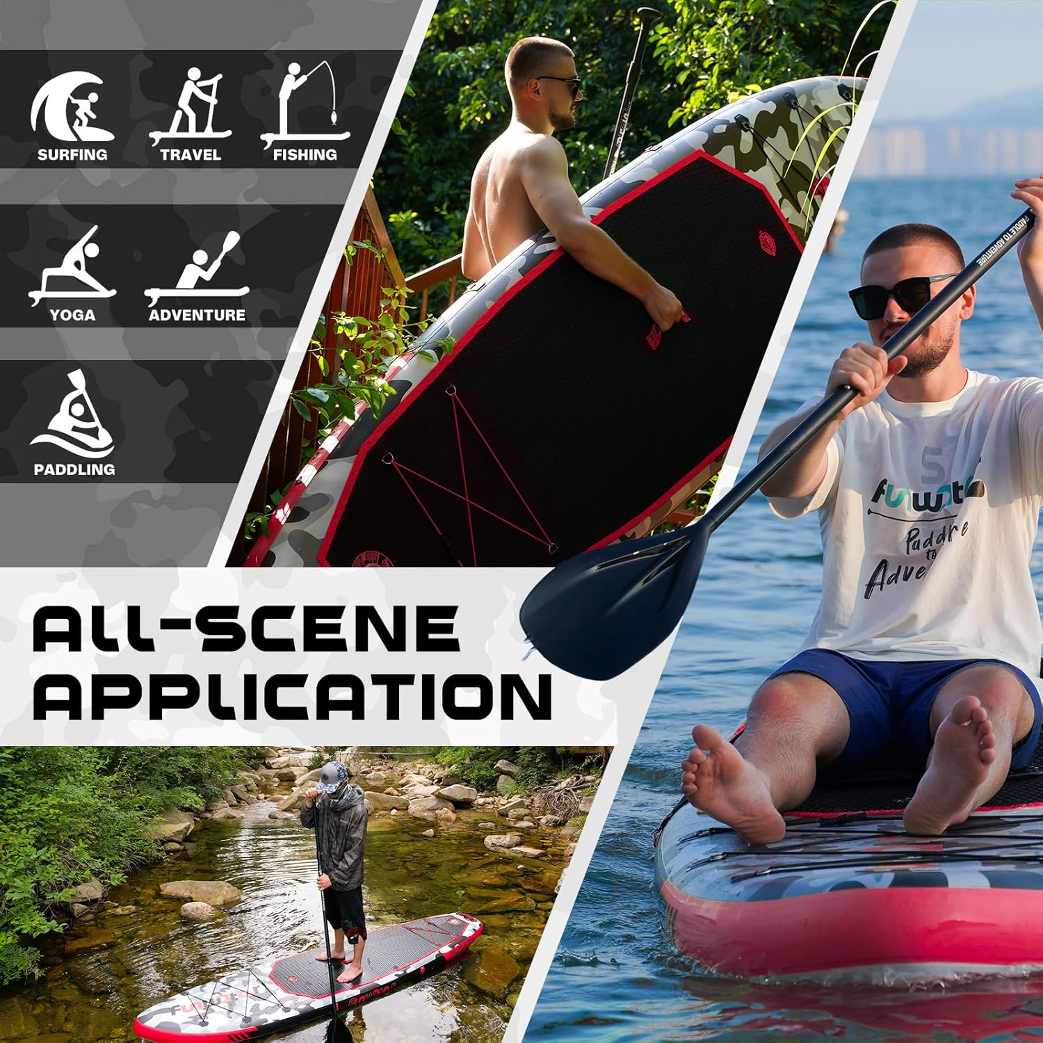 FunWater Inflatable Stand Up Paddle Board Premium SUP Paddle Accessories EVA Deck