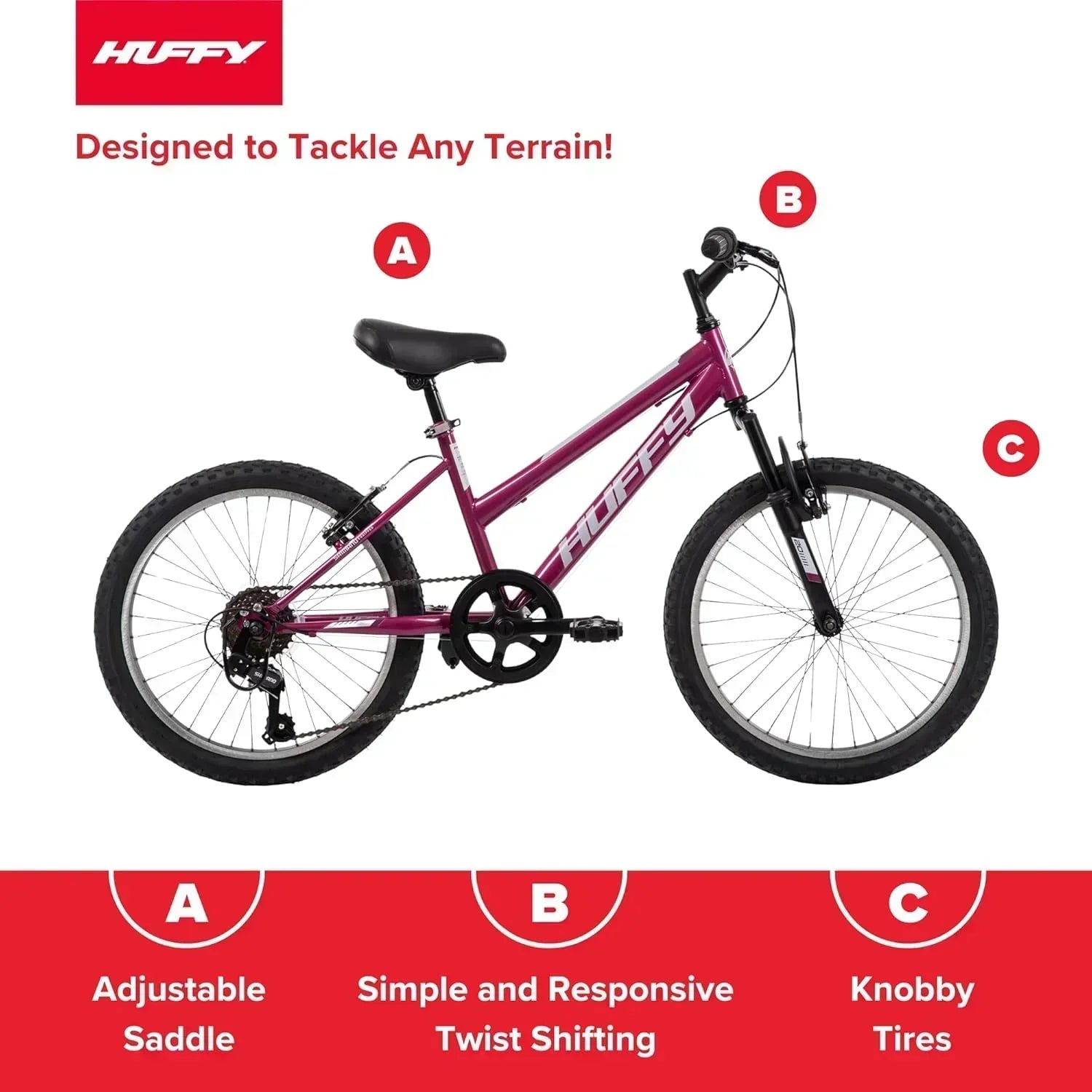 Huffy Stone Mountain Hardtail Mountain Bike for Boys/Girls/Men/Women 20/24/26 Sizes