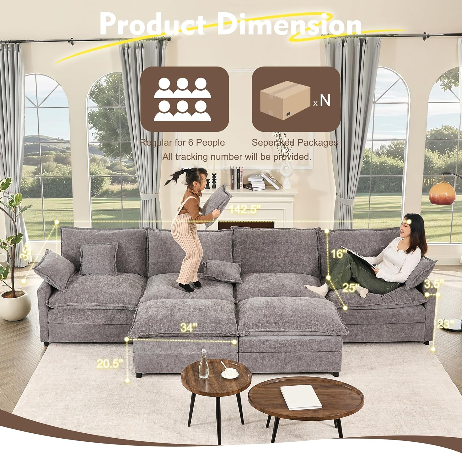 108 U-shaped sofa modular sofa Comfortable cloud sofa