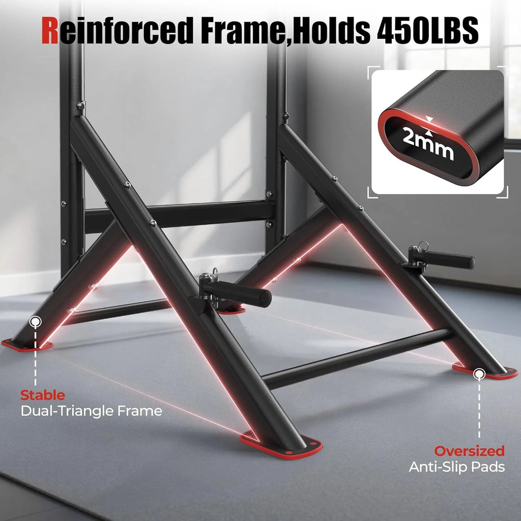 Sportsroyals Power Tower Pulp Up Bar Station, 450 lbs stable suspended immersion tilt station