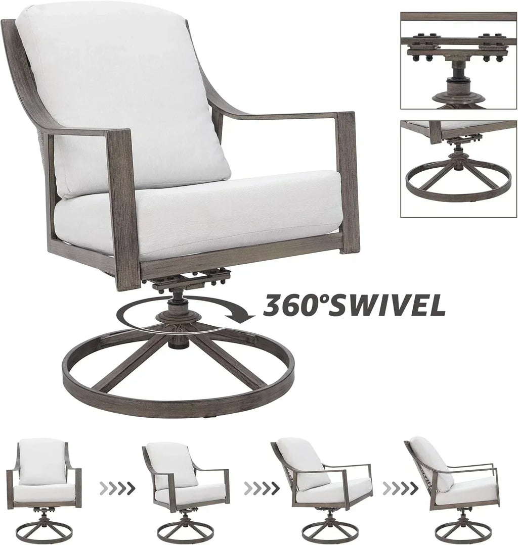 NATURAL EXPRESSIONS 5-Piece Outdoor Patio Dining Set 4pcs Patio Swivel Rocking Chairs