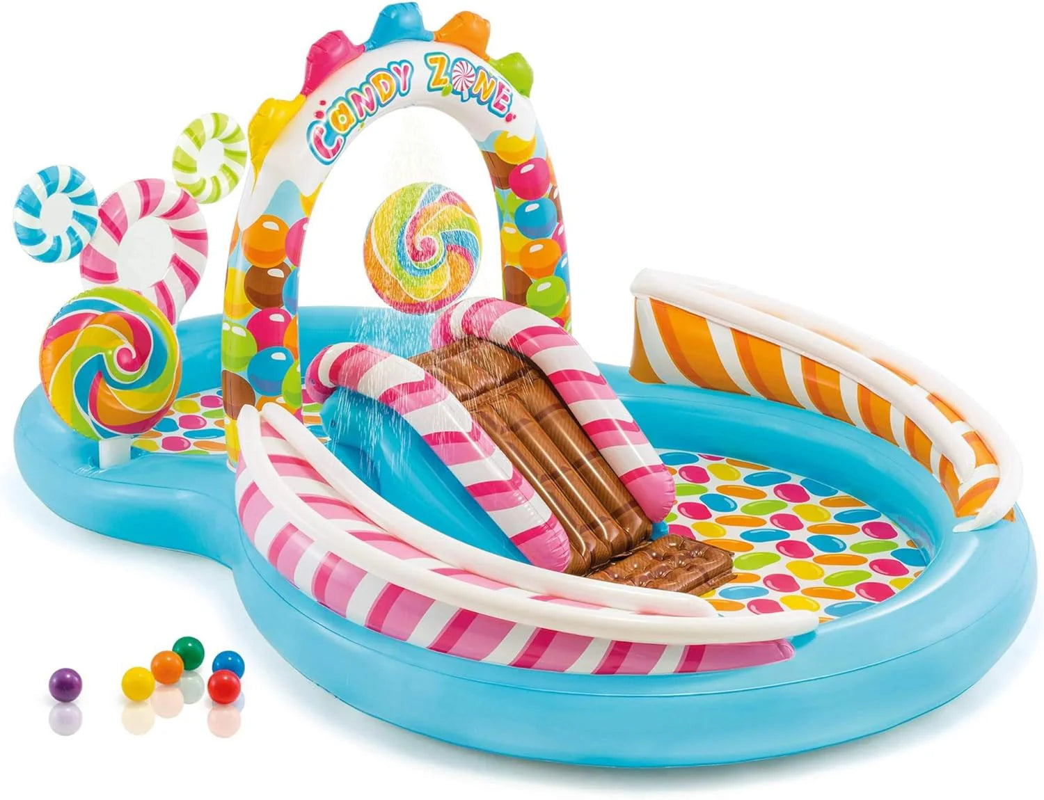 Intex 96 x 78 x 28 Inflatable Jungle Adventure Play Center Spray Kiddie Pool - Backyard Kids Water Slide, Outdoor Blow-Up Splash Pad for Toddlers