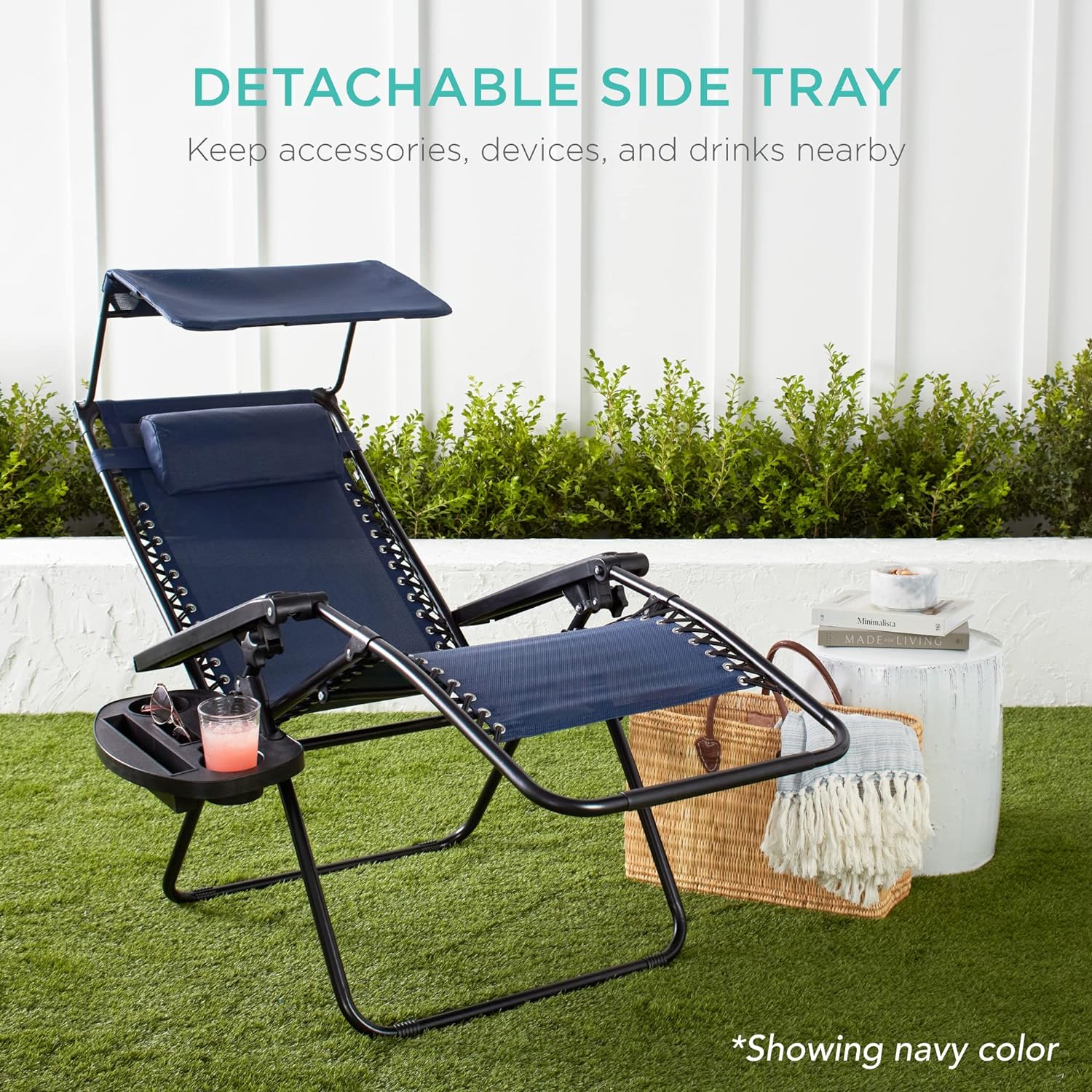 Best Choice Products Folding Zero Gravity Recliner Patio Lounge Chair Adjustable Canopy Shade