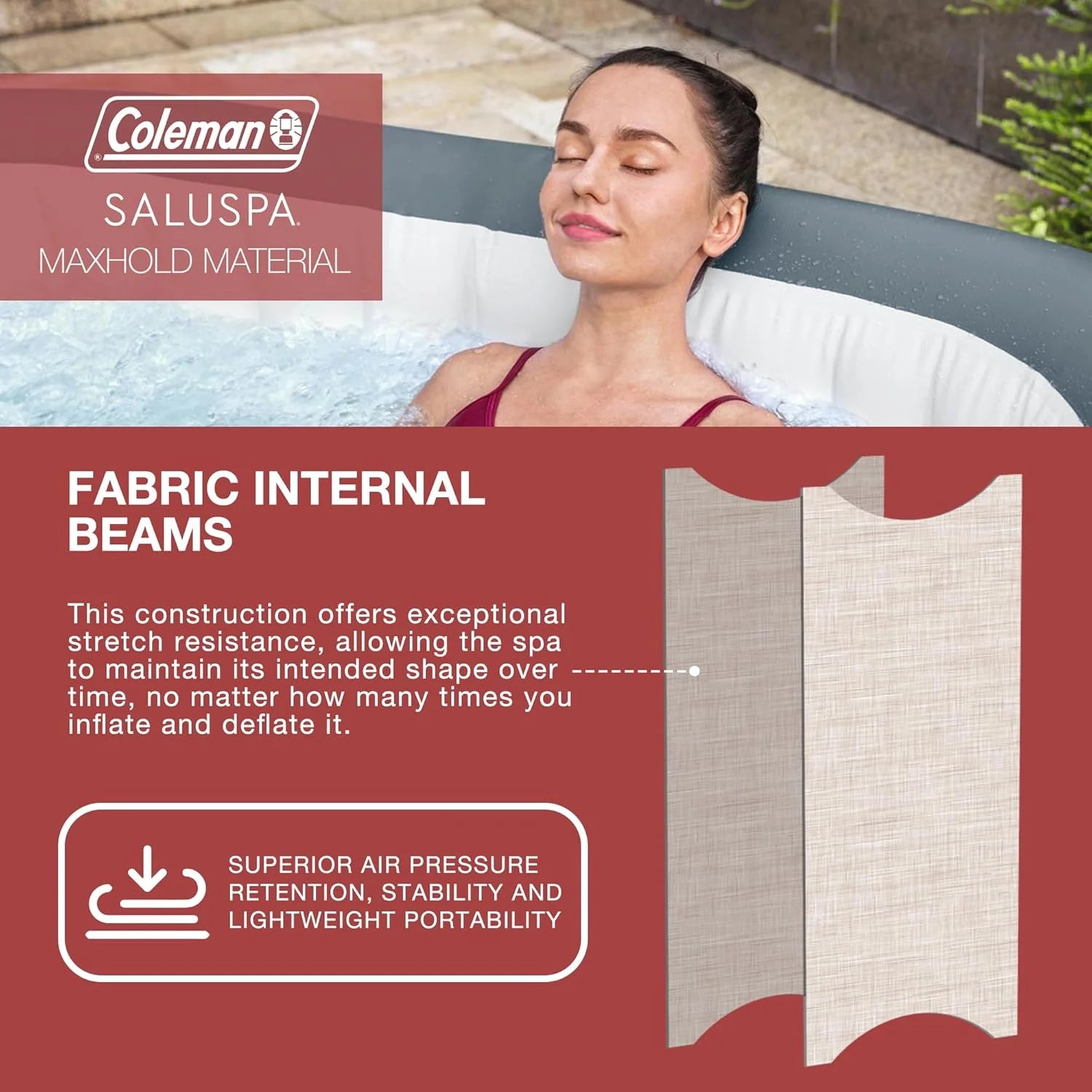 Coleman SaluSpa Atlantis AirJet 4 to 6 Person Inflatable Hot Tub Square Portable Outdoor Spa with 140 Soothing Jets with Cover, Blue