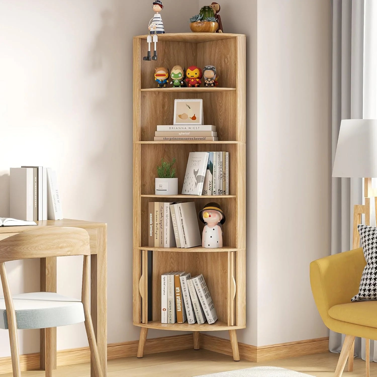 Corner Cabinet, 66.73'' Tall Modern Corner Bathroom Storage Cabinet