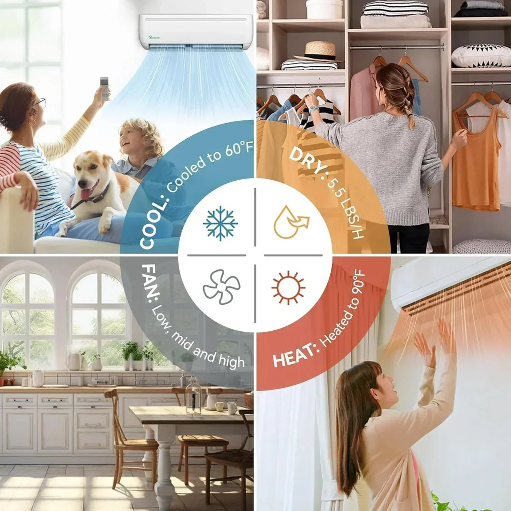 12000 BTU Mini Split Air Conditioner Heat Pump System Wifi Enabled 20 SEER2 115V Inverter Ductless