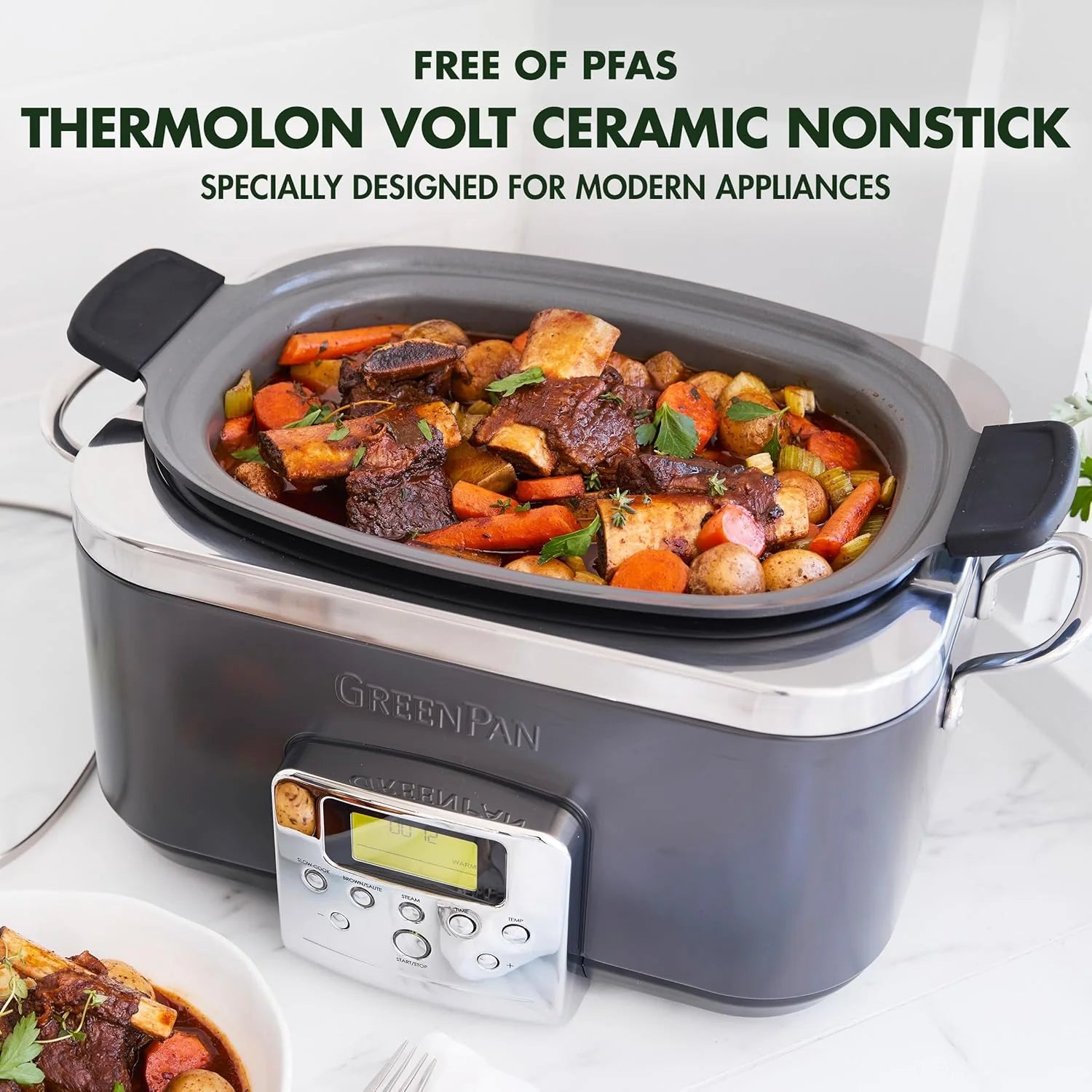 8-in-1 Programmable 6QT Electric Slow Cooker with Dishwasher-Safe Lid and Removable Base