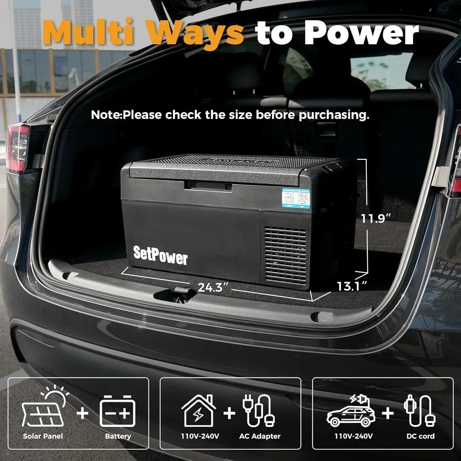 12V Refrigerator 21 Quart Portable Freezer 50 Hours Keep Cool Electric Cooler Car Refrigerator