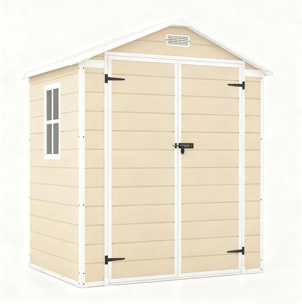 Patiowell 6x4 FT Plastic Outdoor Storage Shed with Floor, Resin Outdoor Storage Shed
