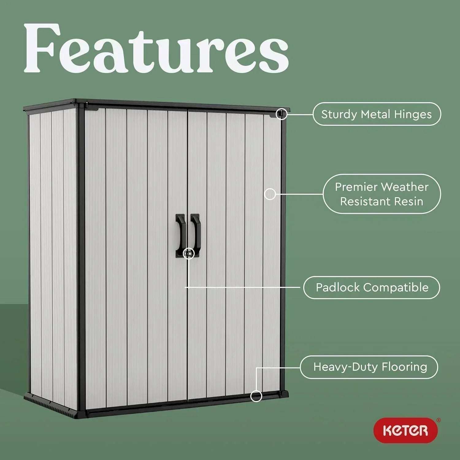 Keter Premier Tall 4.6 x 5.6 ft. Resin Outdoor Storage Shed with Shelving Brackets Patio Furniture