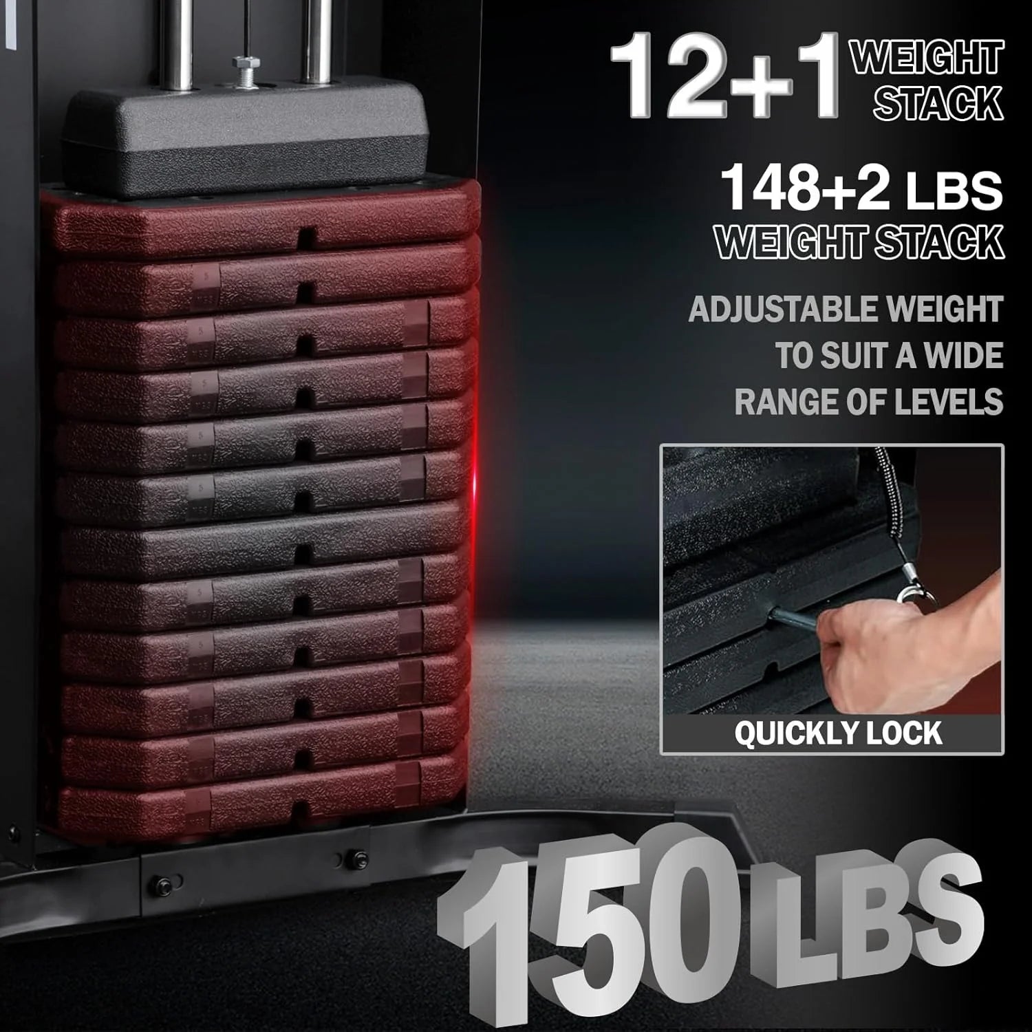 Mikolo Home Gym, Workout Station with 150LBS Weight Stack, Multifunctional Home Gym Equipment