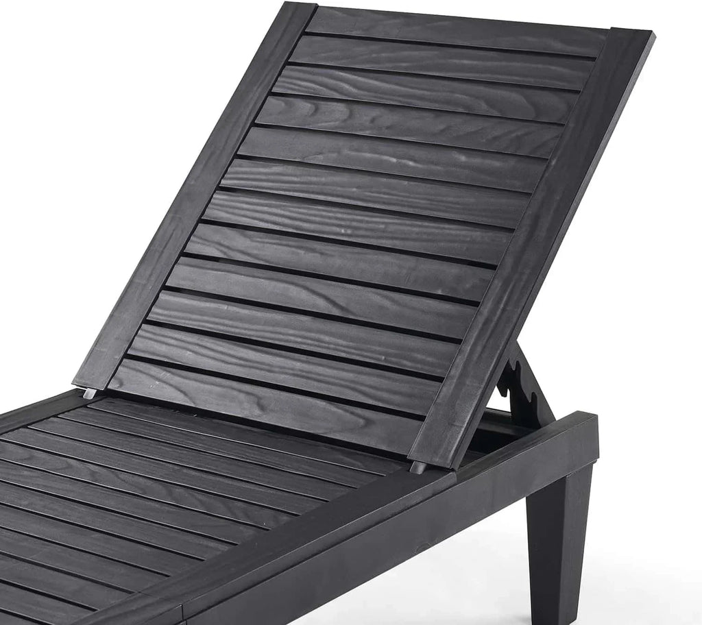 Patio Chairs Black Chaise Lounge Chair Outdoor 5-Position Adjustable Sun Tanning Chair