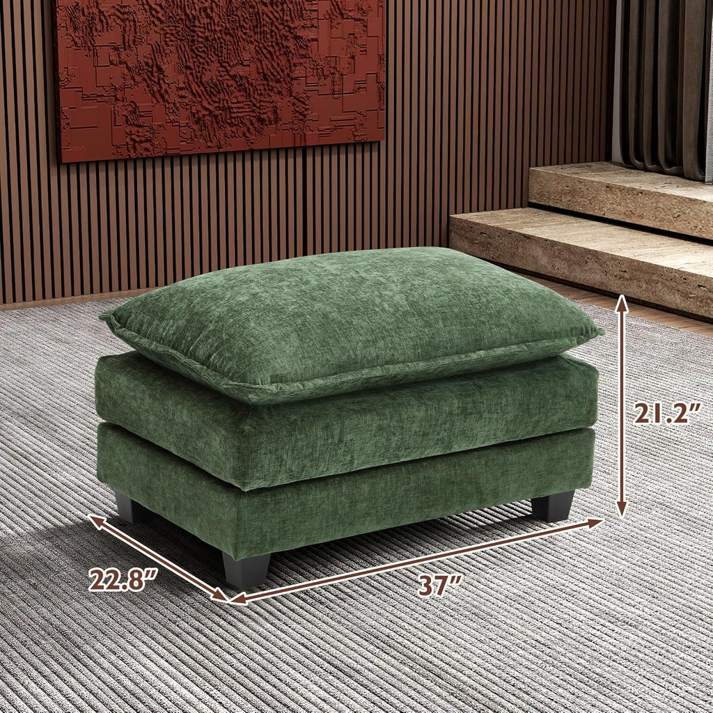 111.4 Inch L-Shaped Modern Sofa Modular Cloud Sofa Ottoman 4-Seater Chenille Deep Seat Sofa
