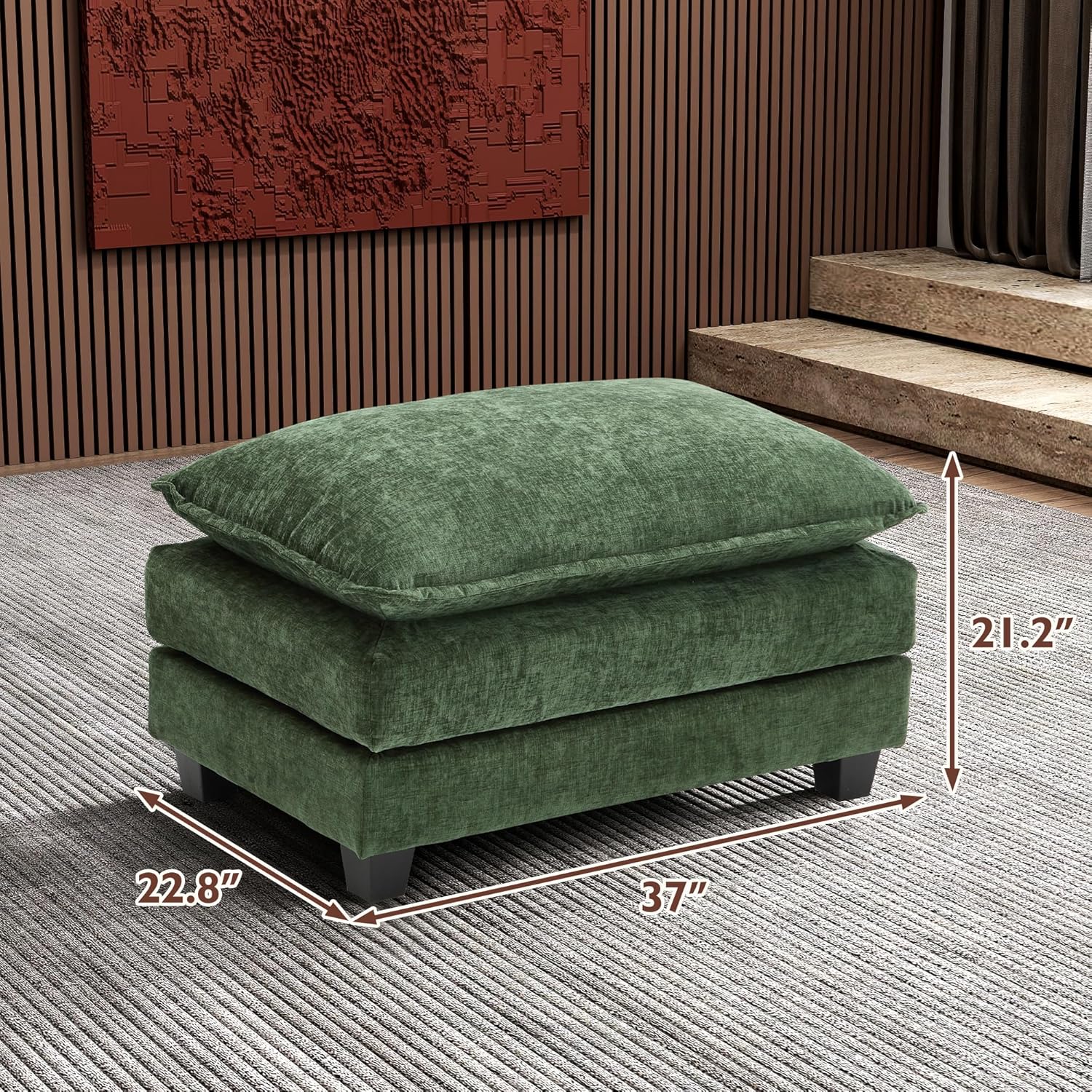 111.4 Inch L-Shaped Modern Sofa Modular Cloud Sofa Ottoman 4-Seater Chenille Deep Seat Sofa