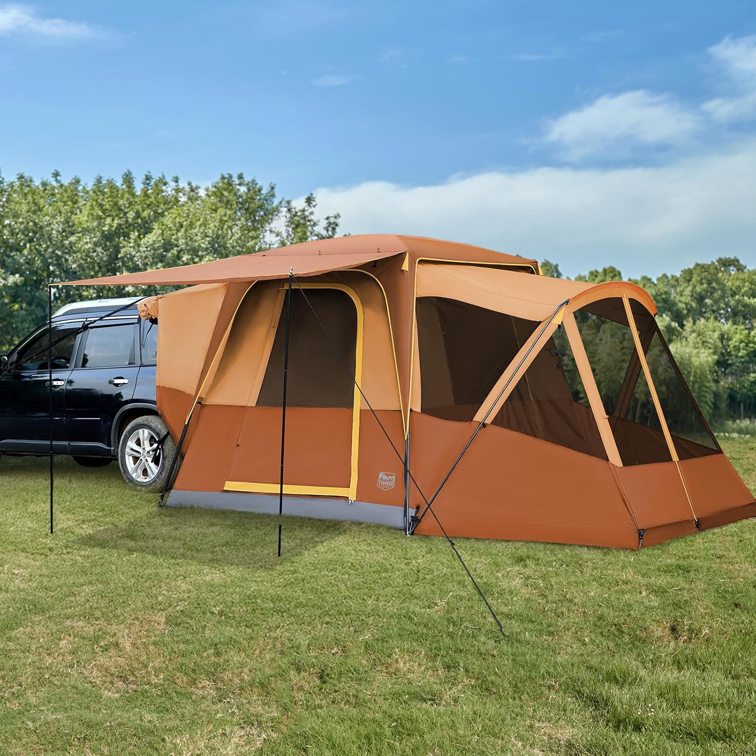 TIMBER RIDGE 5-9 Person SUV Tent with Screen Porch and Awning for Family Camping Weather Resistant