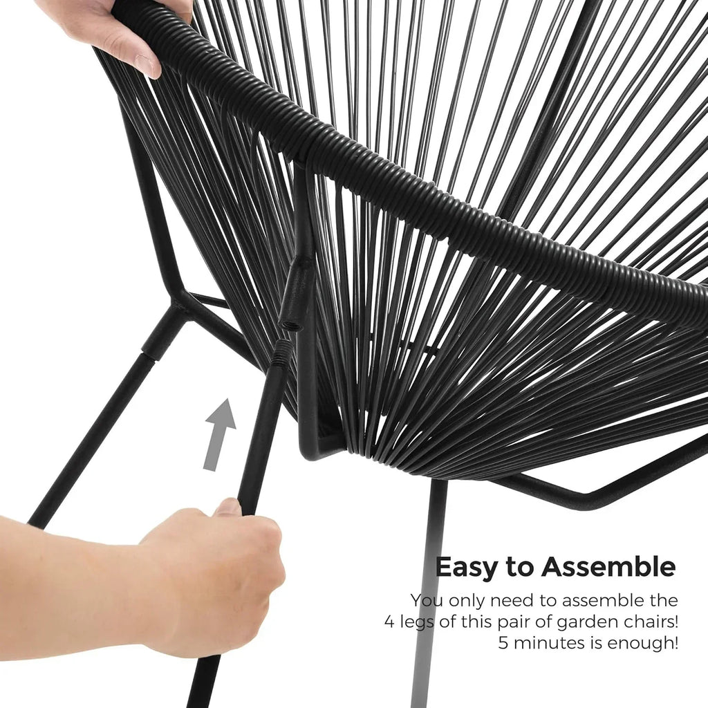 Outdoor Settee 2-Seat Garden Furniture with Backrest PE Rattan