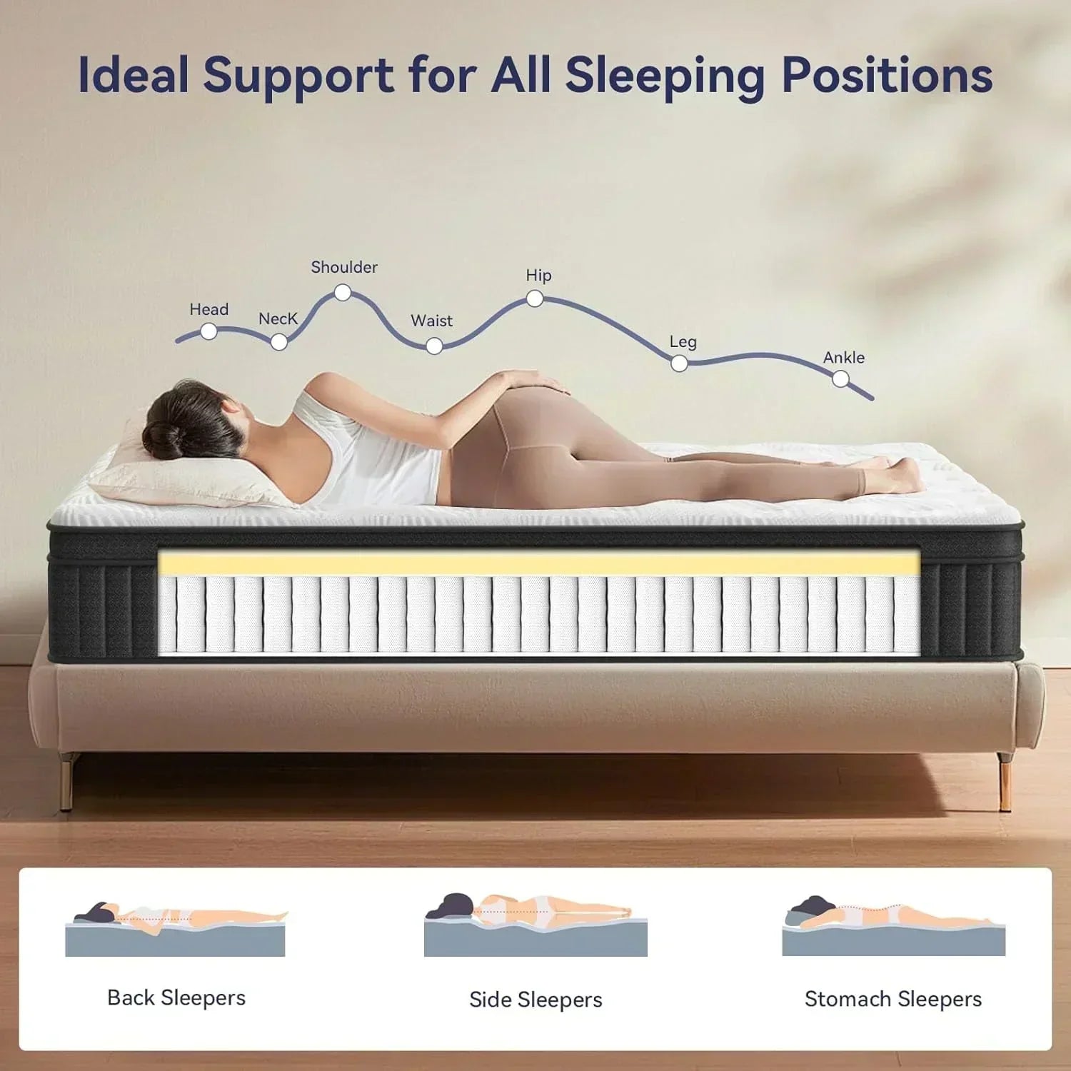 Queen Mattress 12-inch Queen Hybrid Mattress