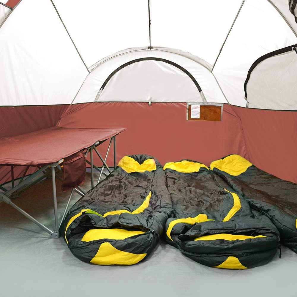 CAMPROS CP Tent 12-Person-Camping-Tents,3 Room Family Tents,Waterproof Windproof Family Tent with Top Rainfly,6 Large Mesh Windows,Double Layer,Easy Set Up, Portable with Carry Bag-20' x 9' x 72(H)