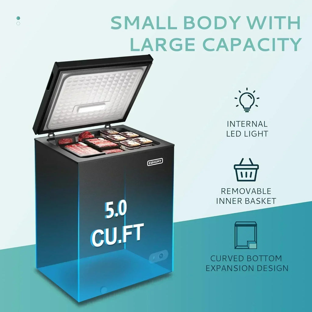EUHOMY 3.5 Cu.Ft Chest Freezer with Removable Basket Small Deep Freezer Adjustable 7 Thermostat