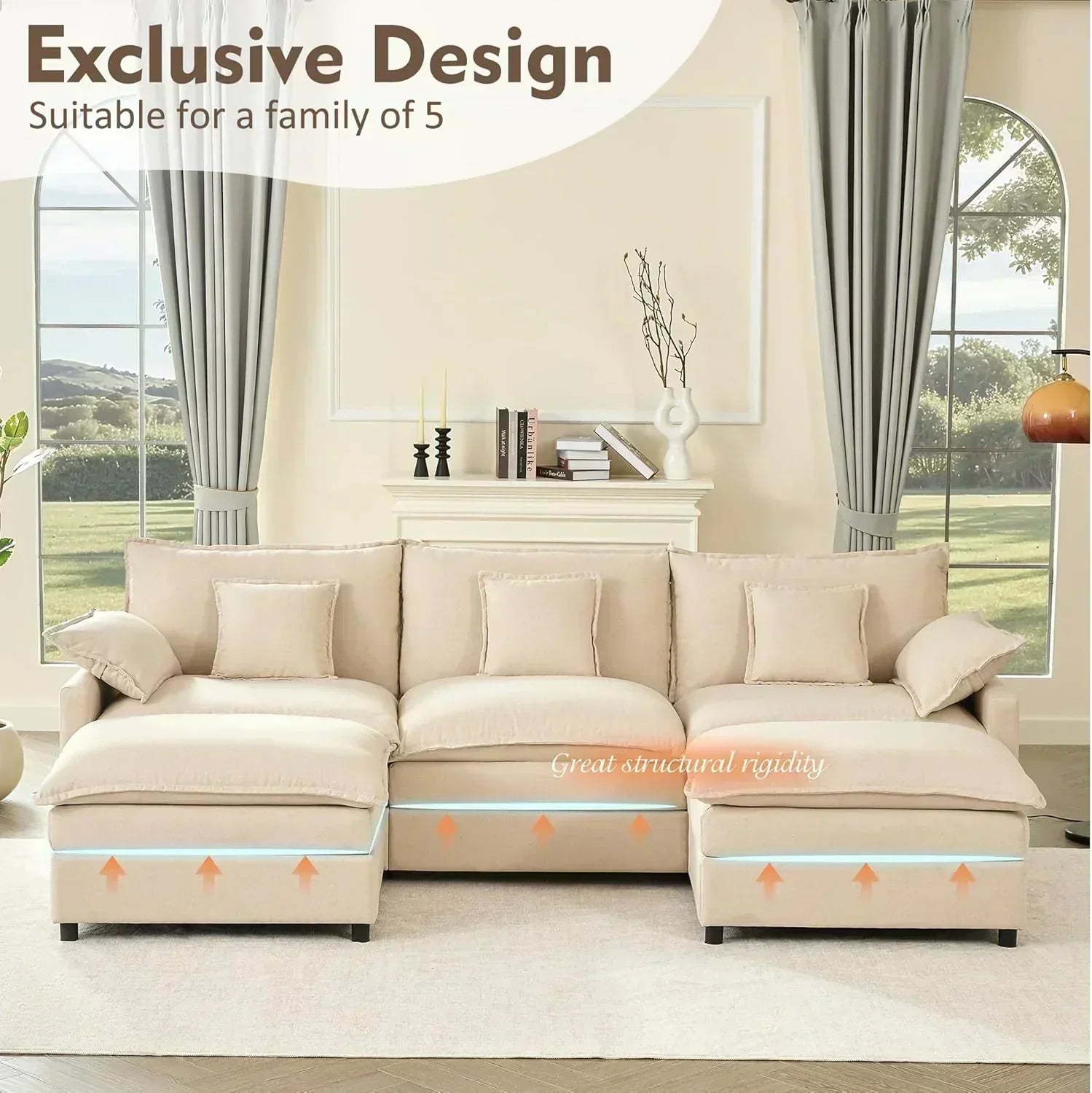 108 U-shaped sofa modular sofa three-seater comfortable cloud sofa