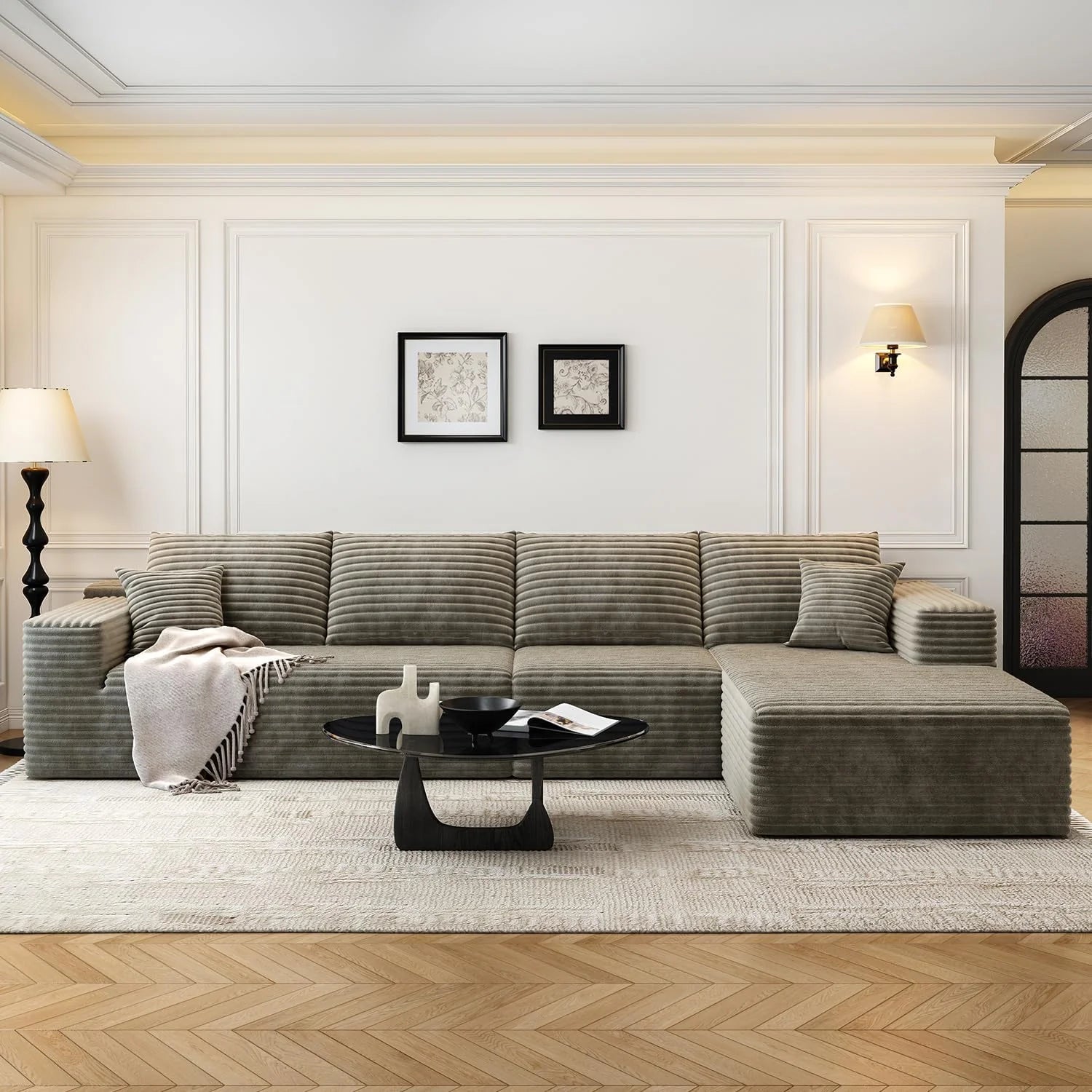 107.5 Cloud Modular Sectional Sofa Couch with L-Shape Chaise,Modern Minimalist Upholstered Couches