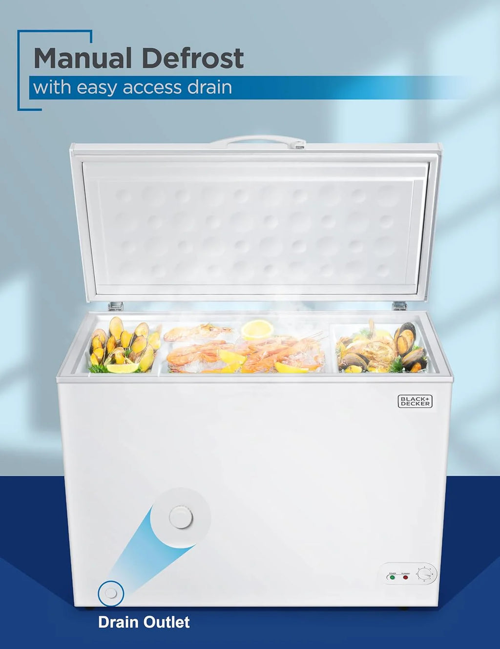 BLACK+DECKER 2.0 Cu. Ft. Compact Chest Freezer, Deep Freezer Holds Up To 70 Lbs. of Frozen Food