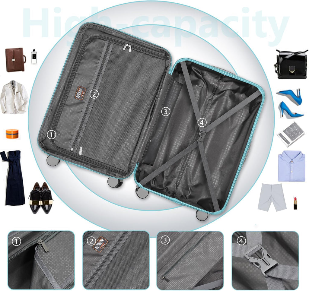 Luggage 6-piece hardshell expandable suitcase lightweight travel carry-on luggage set