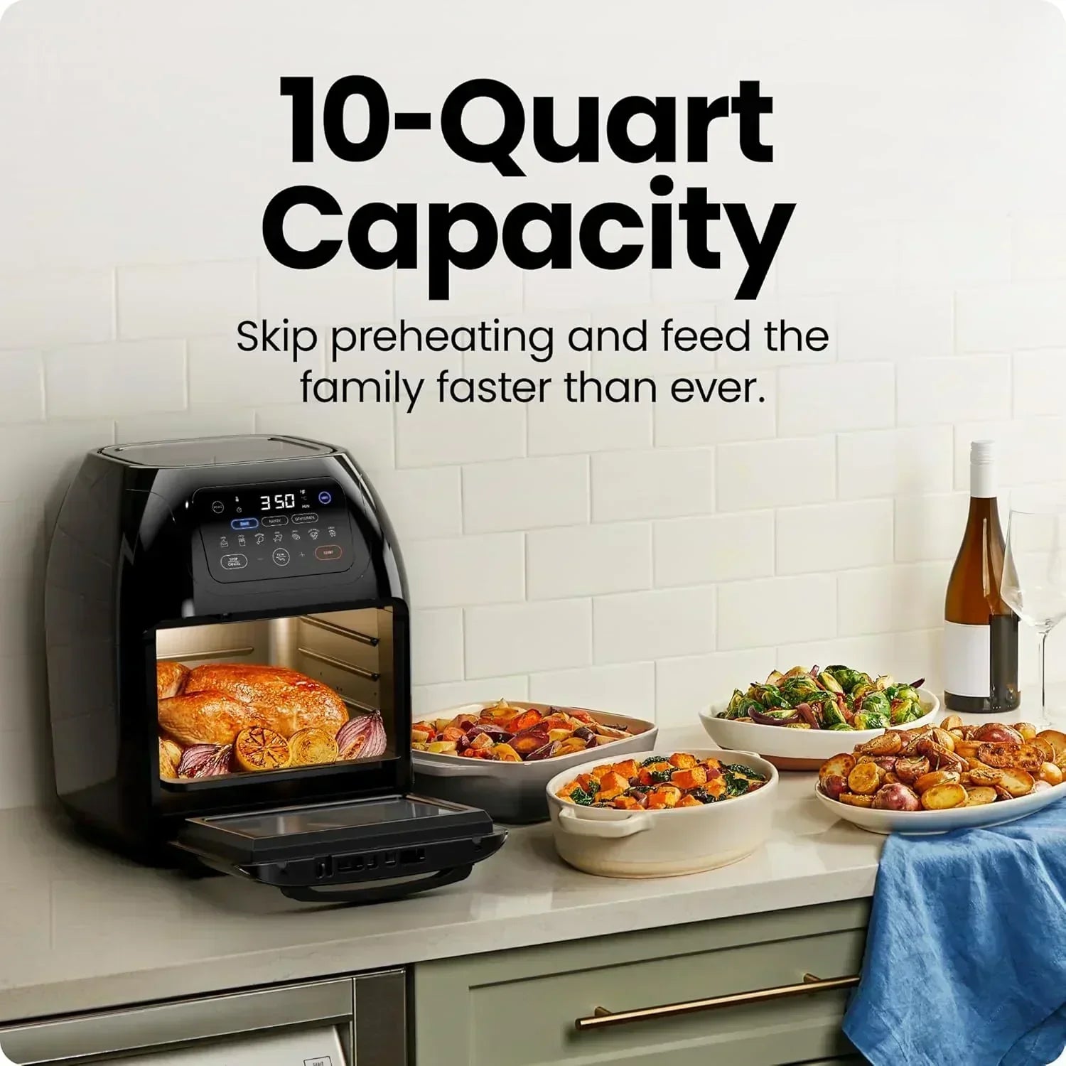 Chefman Compact 6.3-Quart Digital Air Fryer with Rotisserie Dehydrator and Convection Oven