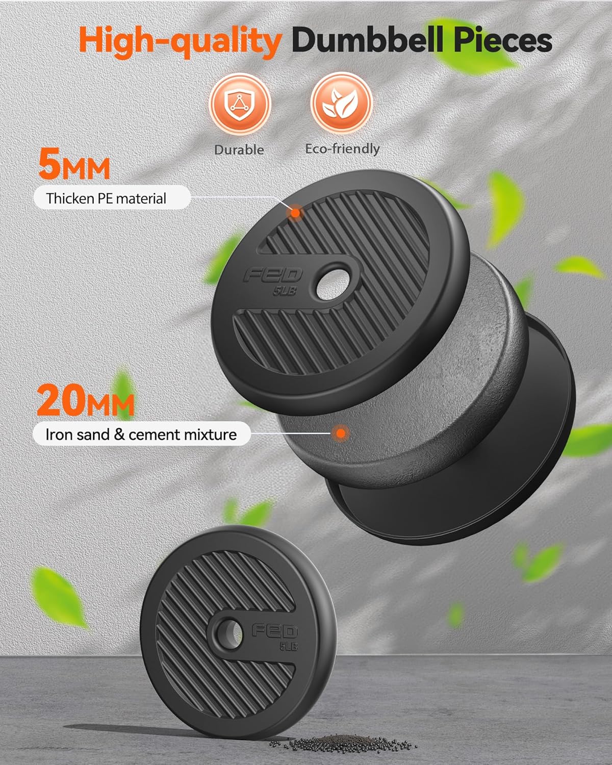 Feierdun adjustable dumbbells with connectors Barbell, kettlebell push-up stand
