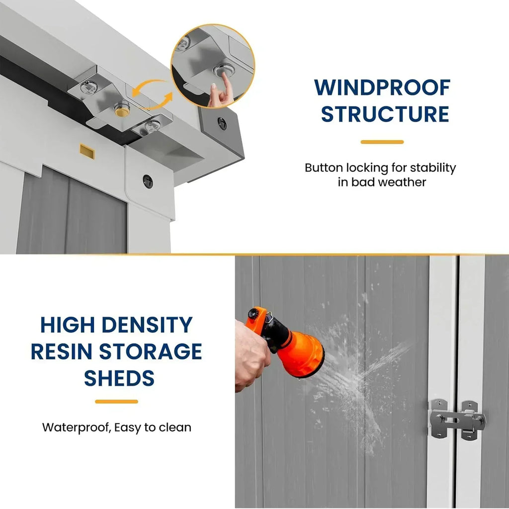 Amopatio 41 Cu Ft Horizontal Outdoor Storage Shed Resin Trash Can Storage Resin Shed Garden Tools
