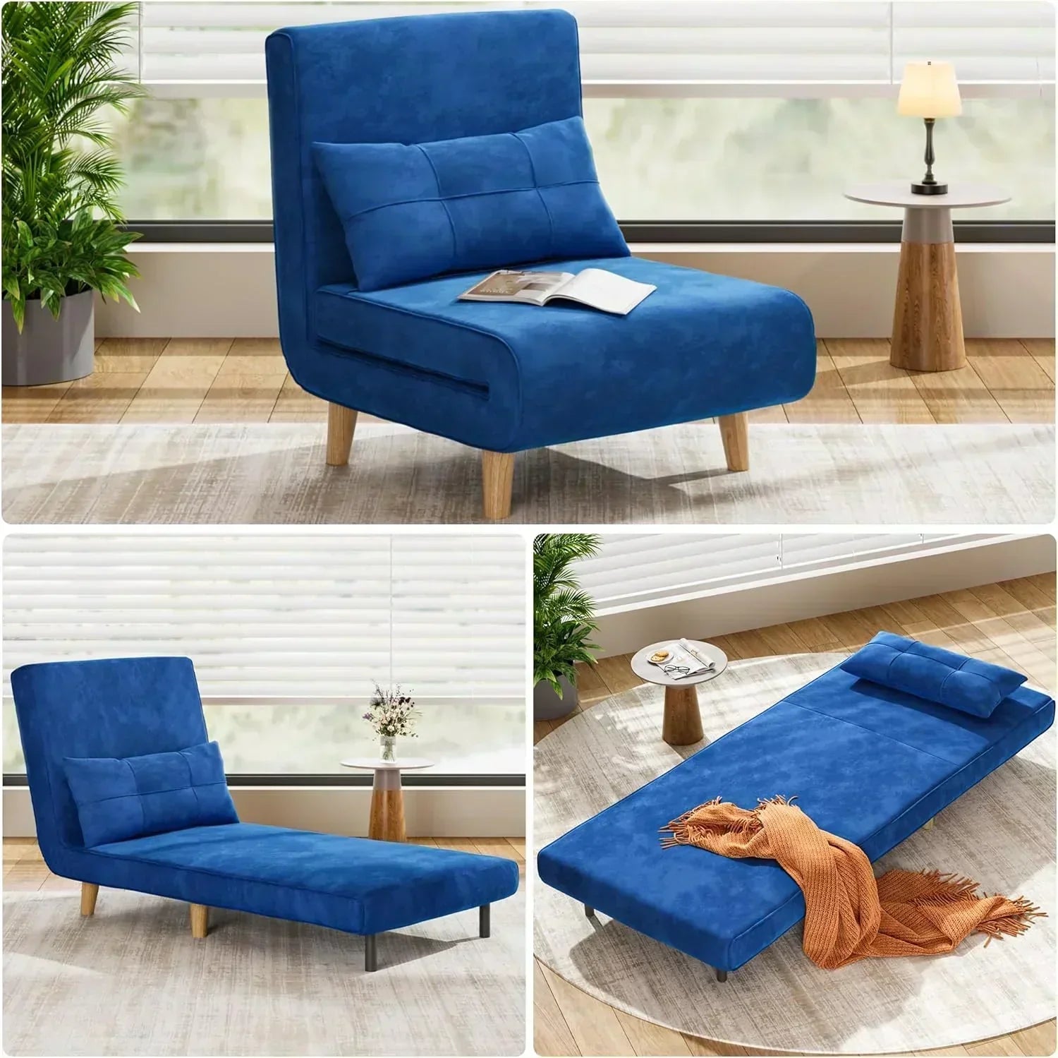 3-in-1 sleeper chair bed convertible chair bed futon sofa with adjustable backrest