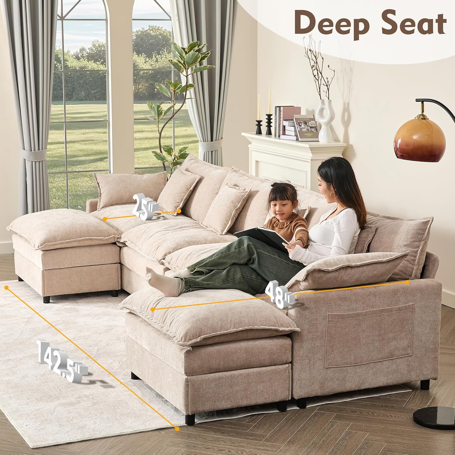 108 U-shaped sofa modular sofa Comfortable cloud sofa