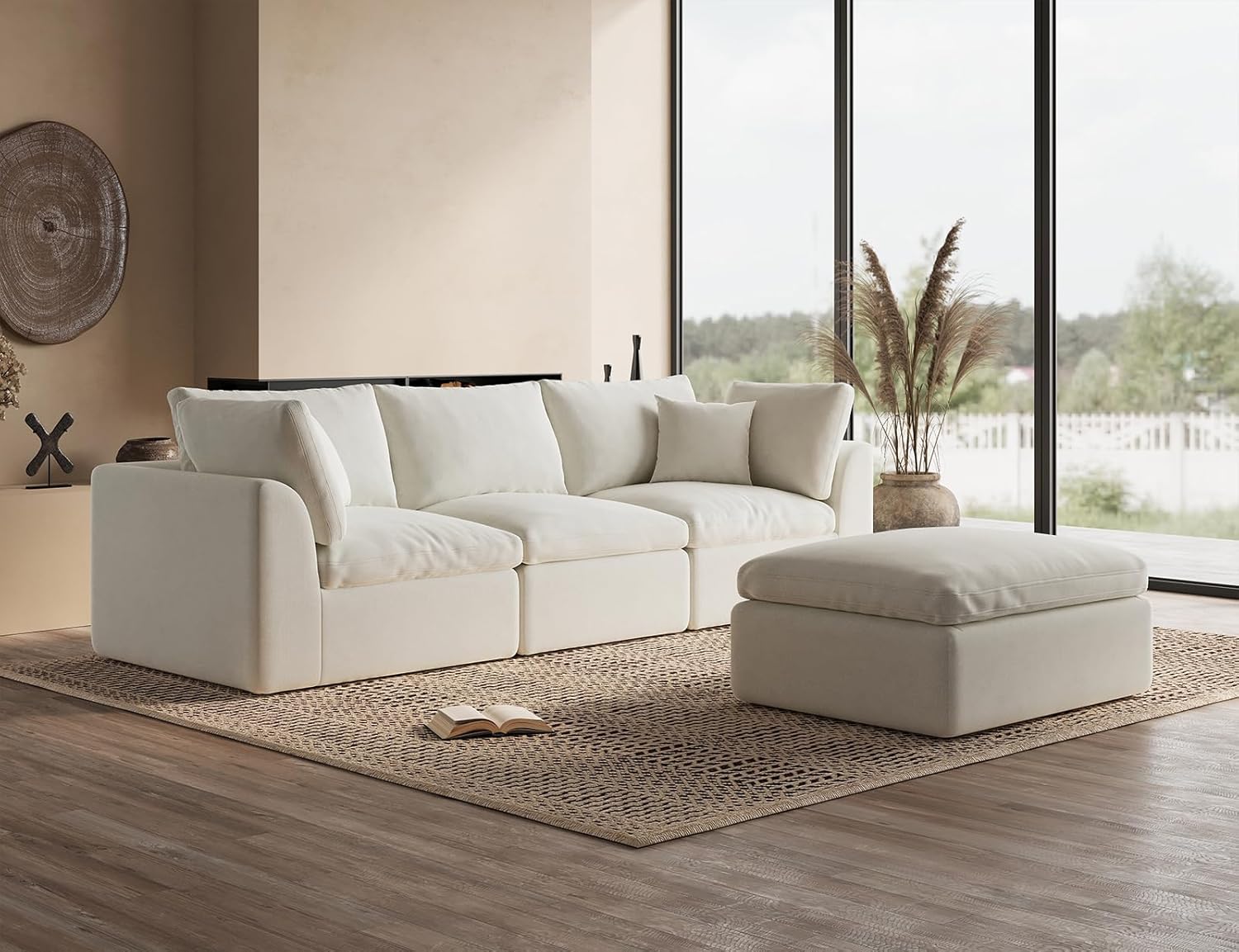 110 inch cloud sectional sofa for living room convertible L-shaped sofa 3 seater sectional sofa