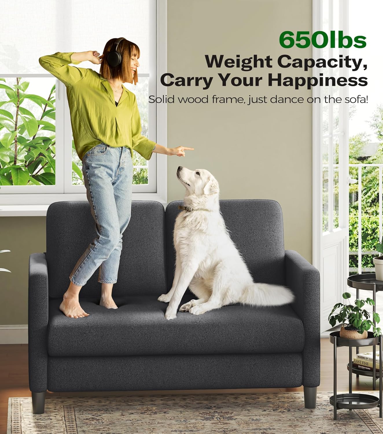 Loveseat Sofa 51 Love Seat Comfy Corduroy Small Loveseat Tool-Free Setup Couch