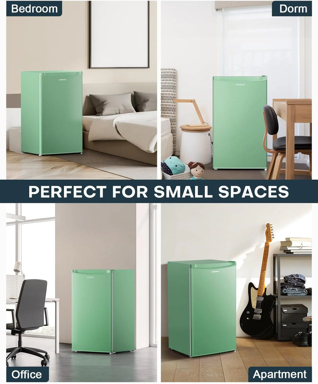 Upstreman 3.2 Cu.Ft Mini Fridge with Freezer, Single Door Mini Fridge, Dorm Fridge, Adjustable Thermostat, Mini Refrigerator