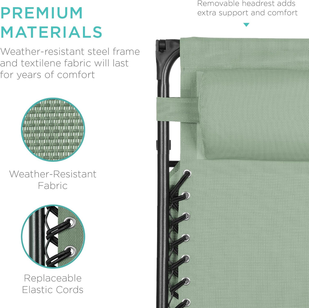 Best Choice Products Folding Zero Gravity Recliner Patio Lounge Chair Adjustable Canopy Shade