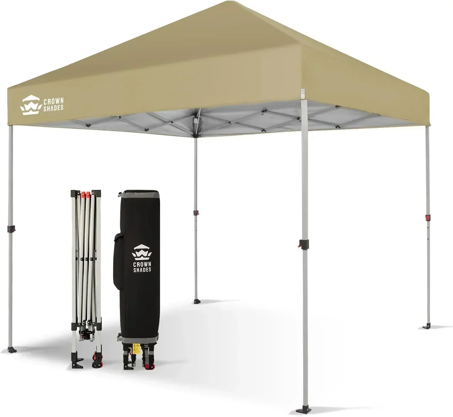 10x10 Pop-Up Awning One-Click Installation Beach Tent Outdoor Sunshade Silver Coated Top