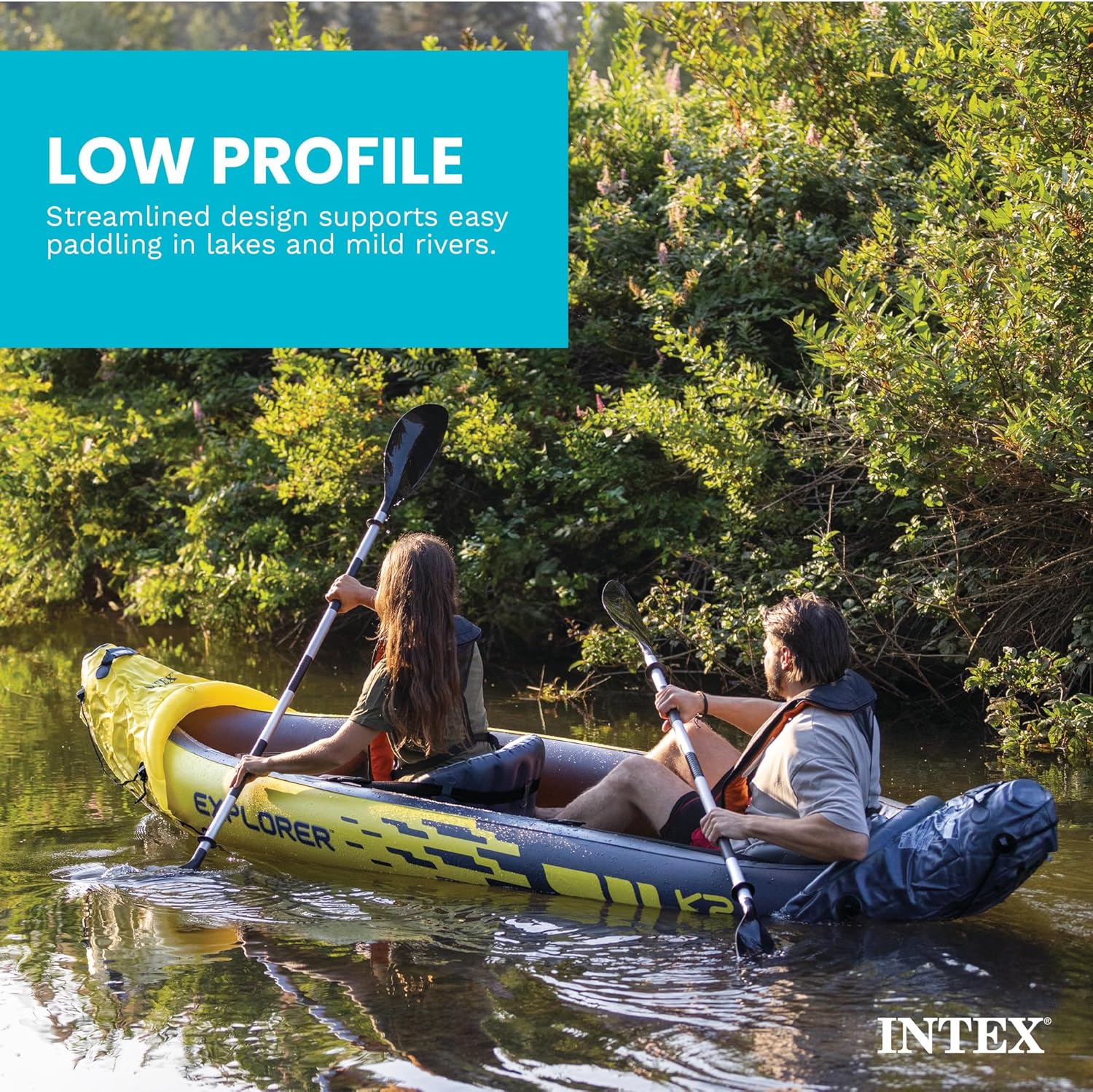 Intex 68307EP Explorer K2 Inflatable Kayak Set: Includes Deluxe 86in Aluminum Oars and High