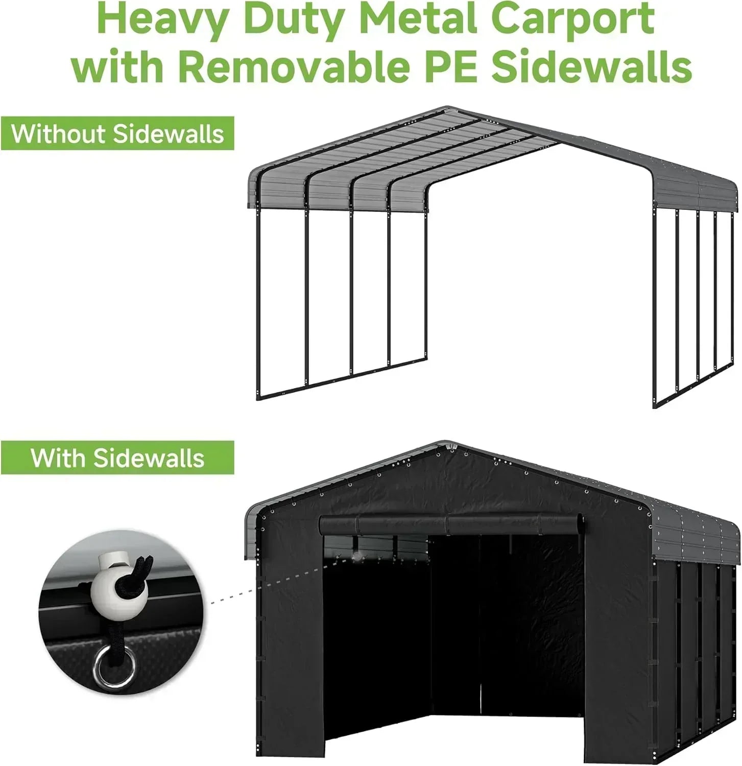 10'x15' Heavy Duty Metal Carport Outdoor Garage Car Shelter Shade with Heavier Frame