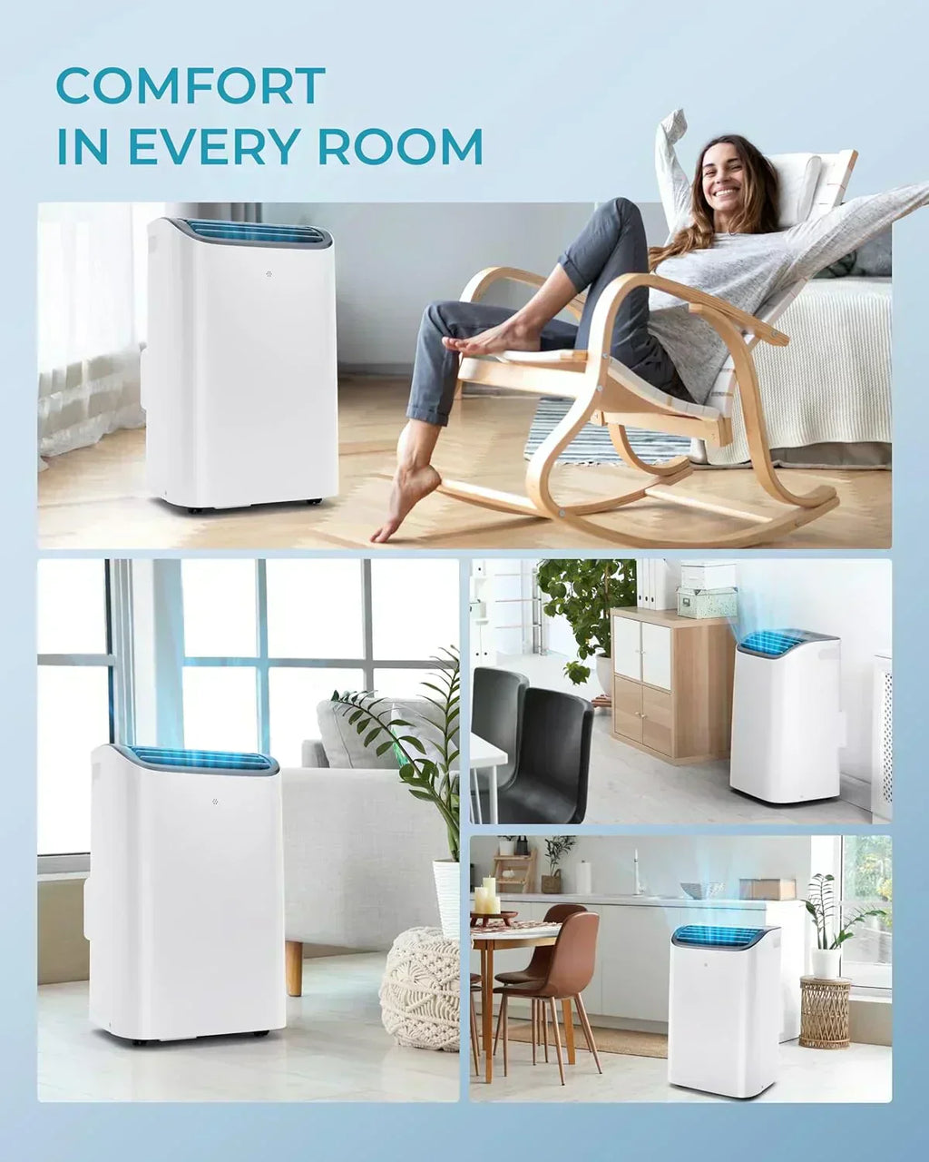EUHOMY 8,000 BTU Portable Air Conditioners 4-in-1 Portable AC Unit Up to 350 Sq.Ft