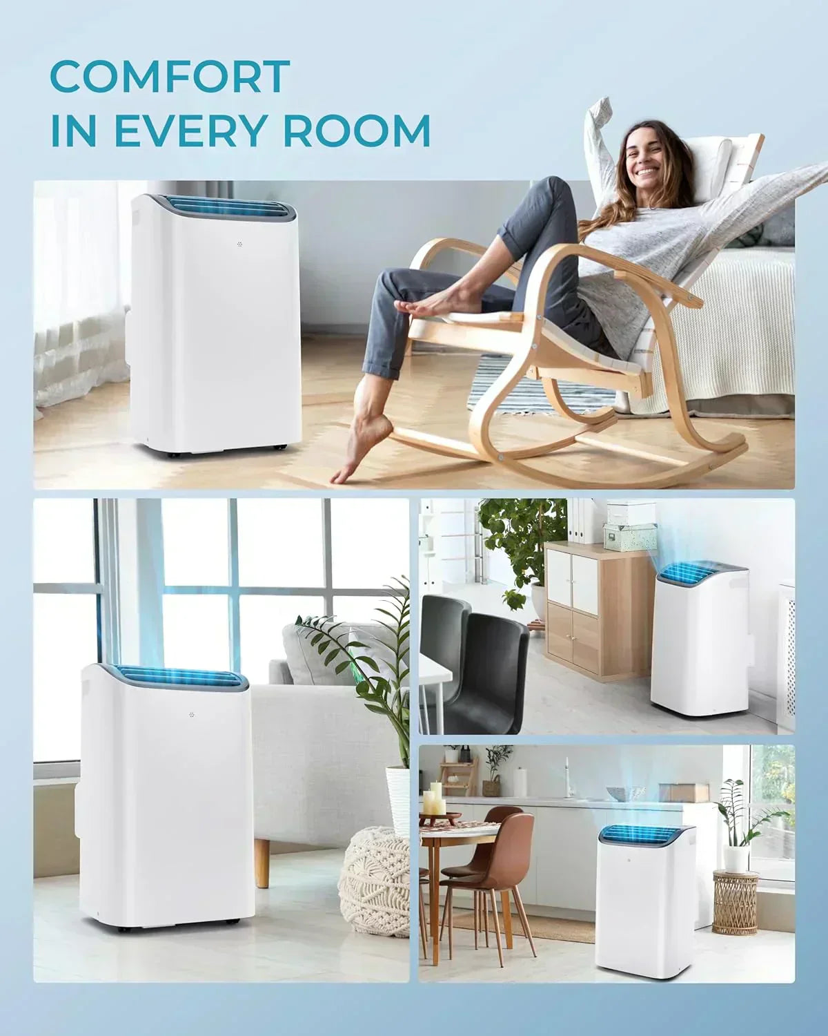 EUHOMY 8,000 BTU Portable Air Conditioners 4-in-1 Portable AC Unit Up to 350 Sq.Ft