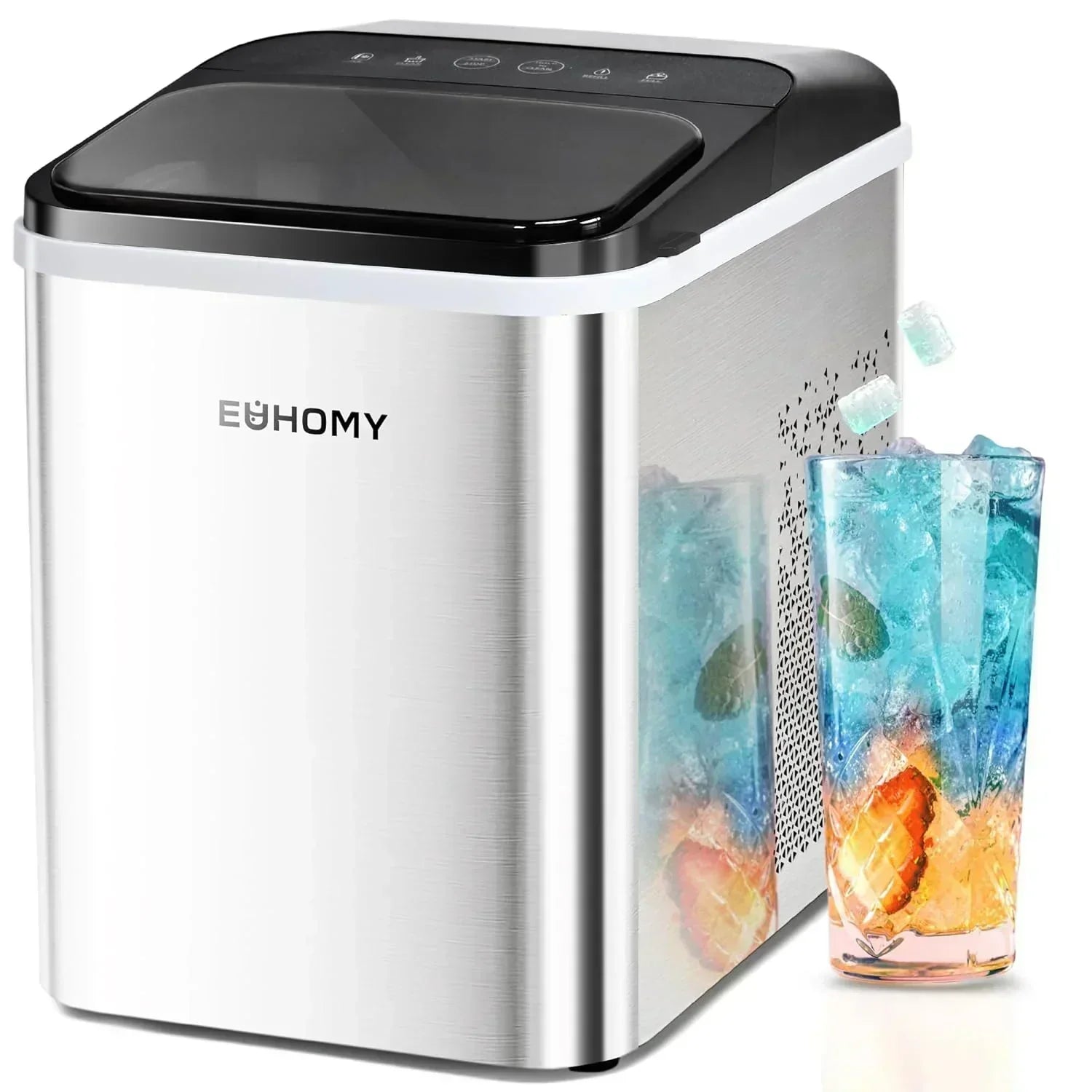 EUHOMY Nugget Ice Maker Countertop Ready in 8 Mins Self-Cleaning Portable Ice Makers Machine