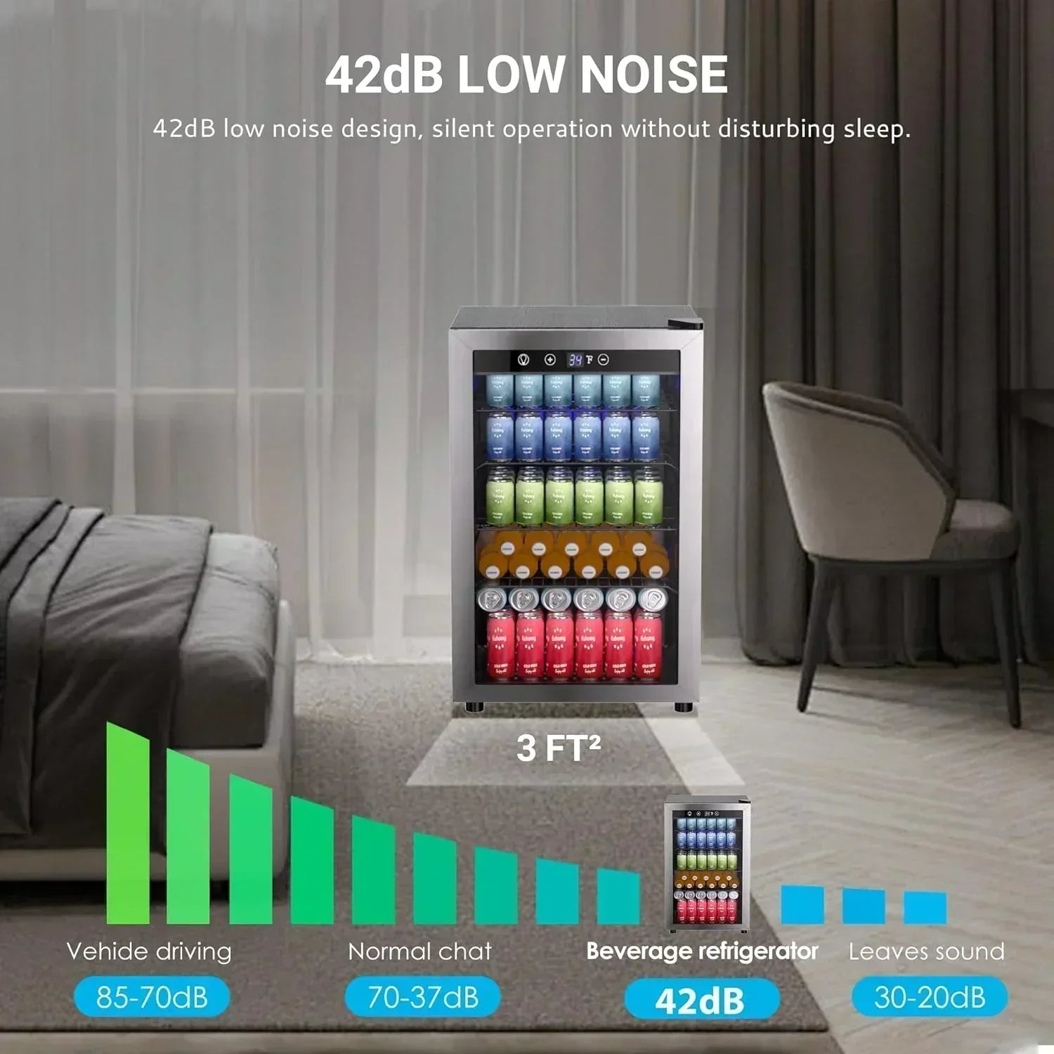 EUHOMY Beverage Refrigerator Cooler 130 Can Mini Fridge with Glass Door Beverage Cooler