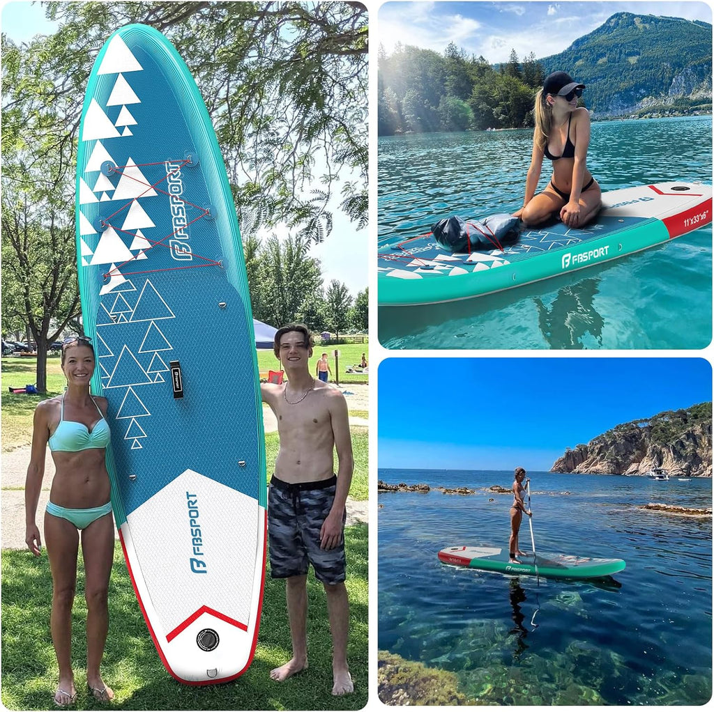 FBSPORT 11' Premium Stand Up Paddle Board Yoga Board with Durable SUP Accessories Carry Bag