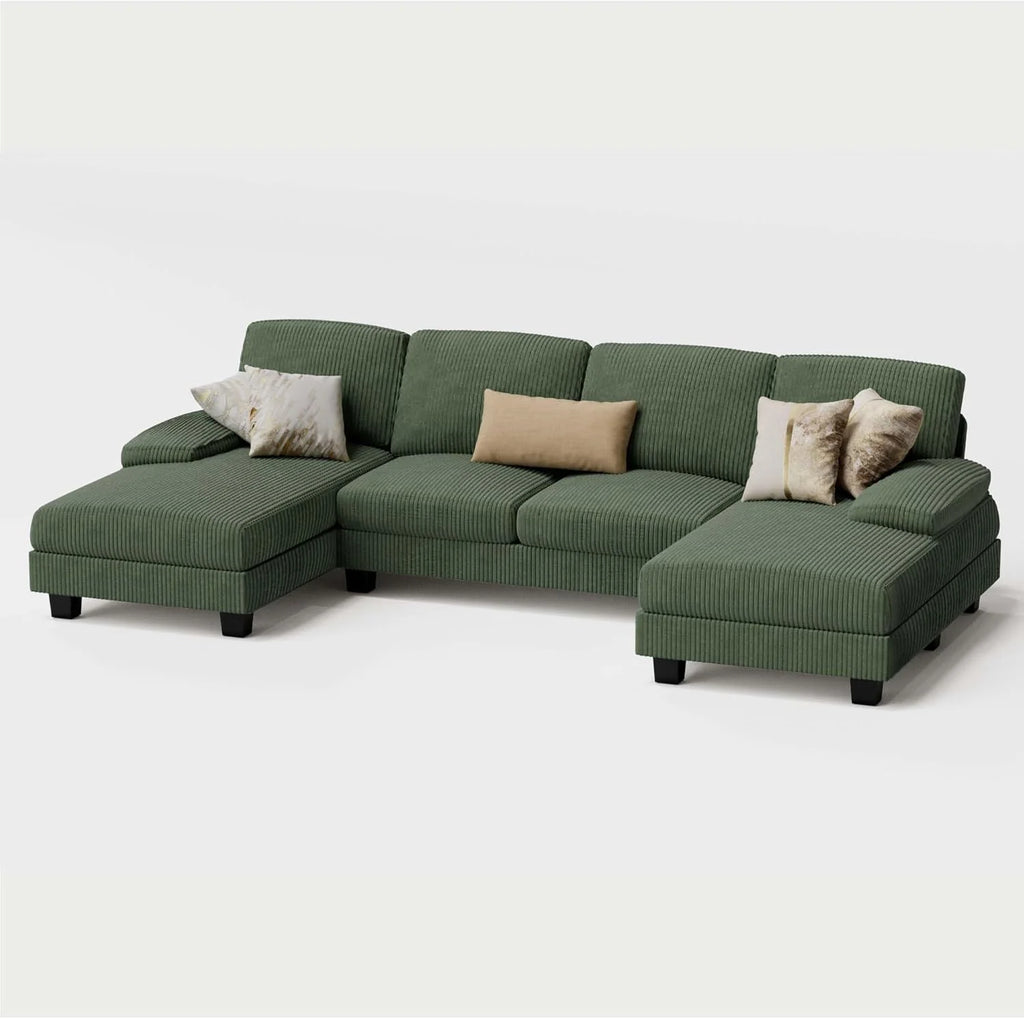Furmax Sectional Couches for Living Room U-Shaped Sofa Couch Linen Fabric 4 Seat Sofa Set