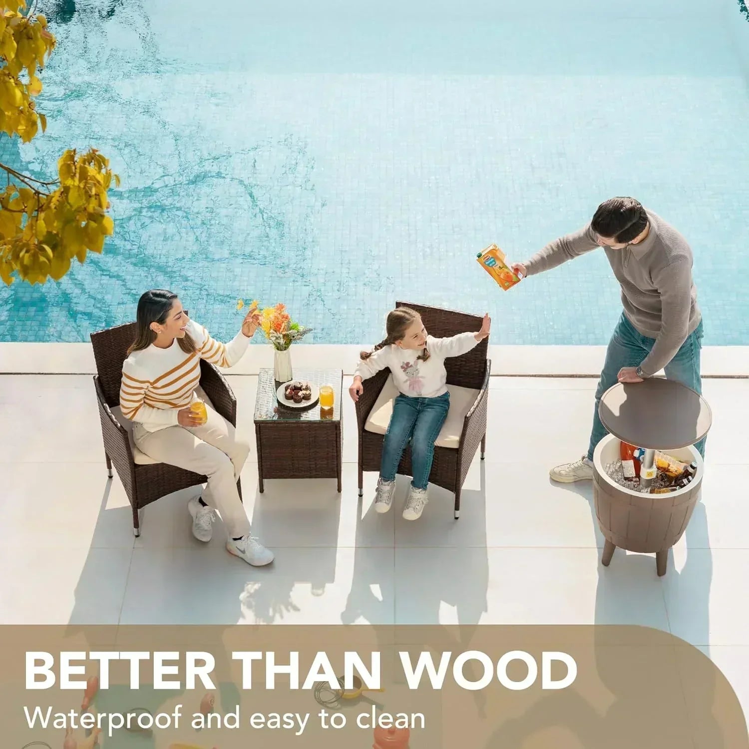 Devoko Patio Porch Furniture Sets 3 Pieces PE Rattan Wicker Chairs Outdoor Garden Furniture Sets
