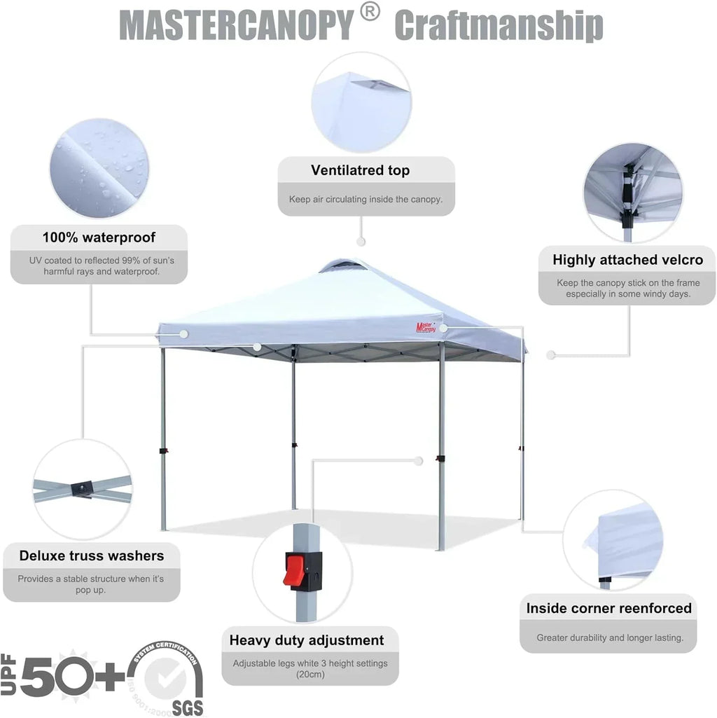 Durable Pop-up Canopy Tent with Roller Bag (10x10 Black)