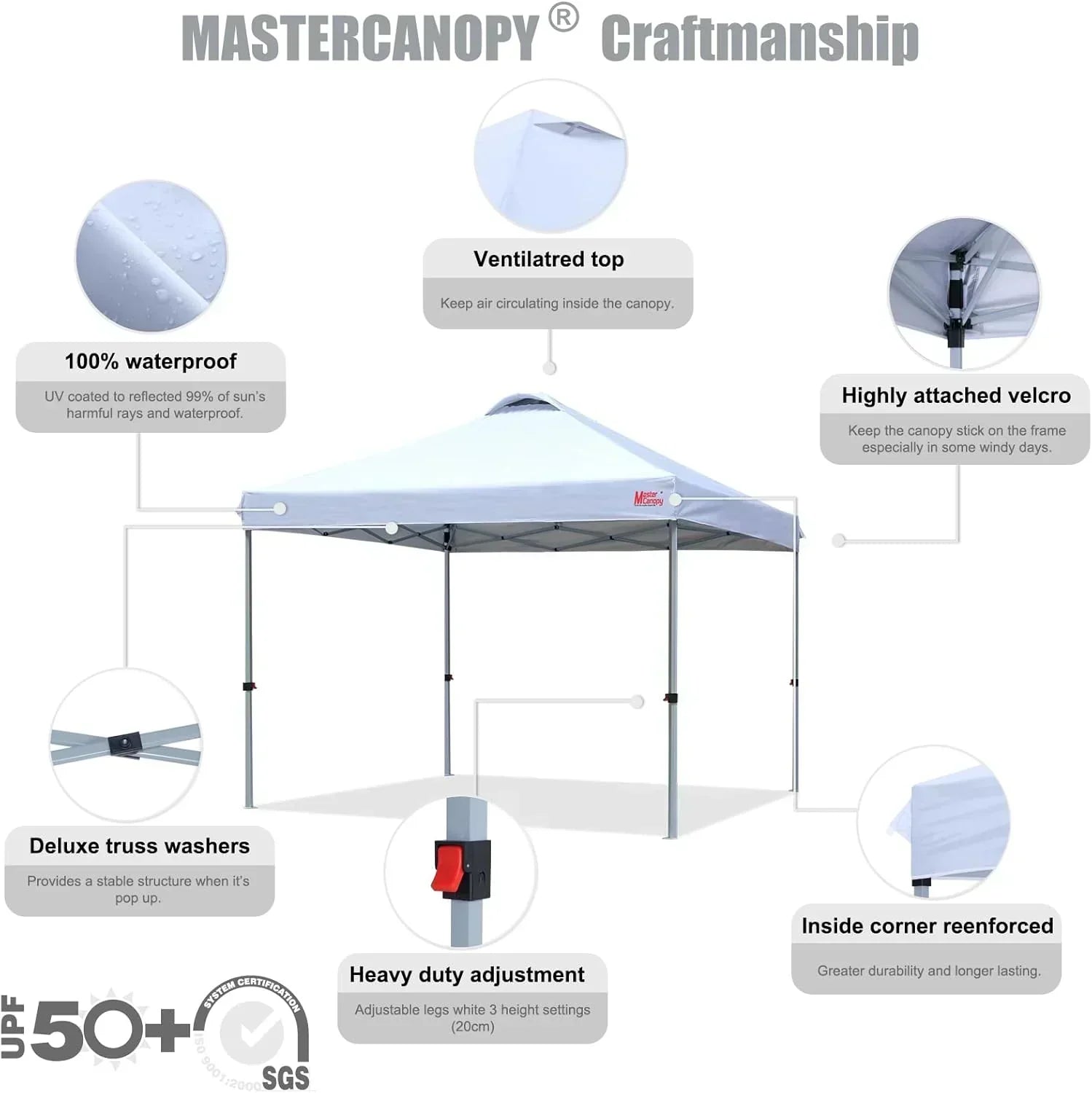 Durable Pop-up Canopy Tent with Roller Bag (10x10 Black)