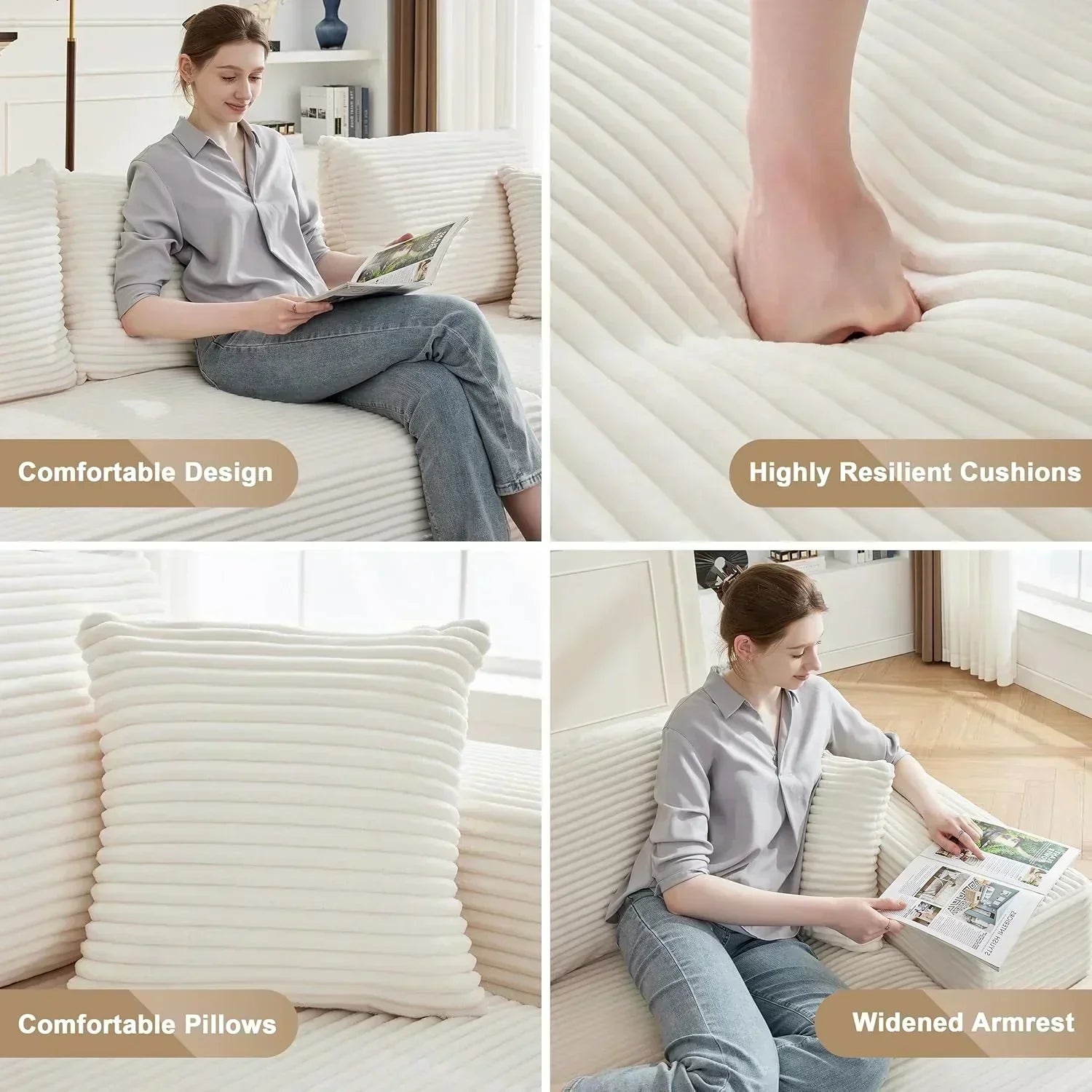 110-inch cloud sofa boneless sofa in the living room modular sofa with deep seats