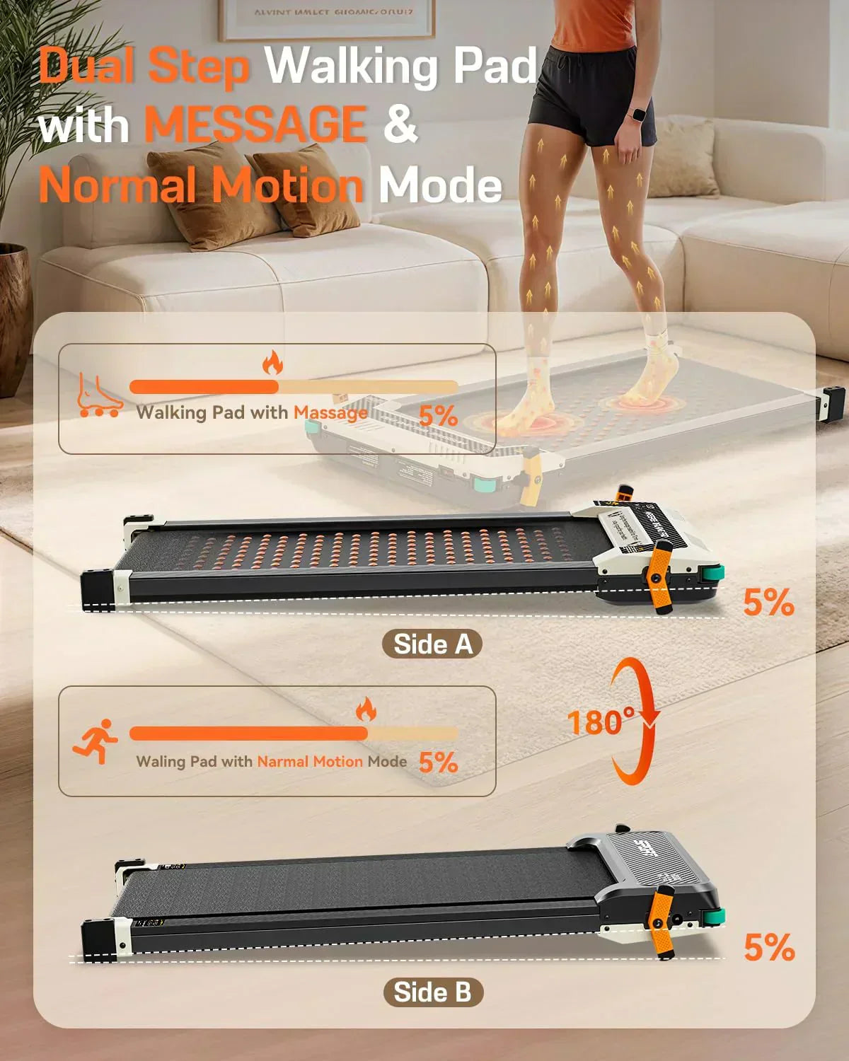 Akluer Inclined Home Treadmill 2.5 HP Small Under-Desk Treadmill Remote Control LED Display
